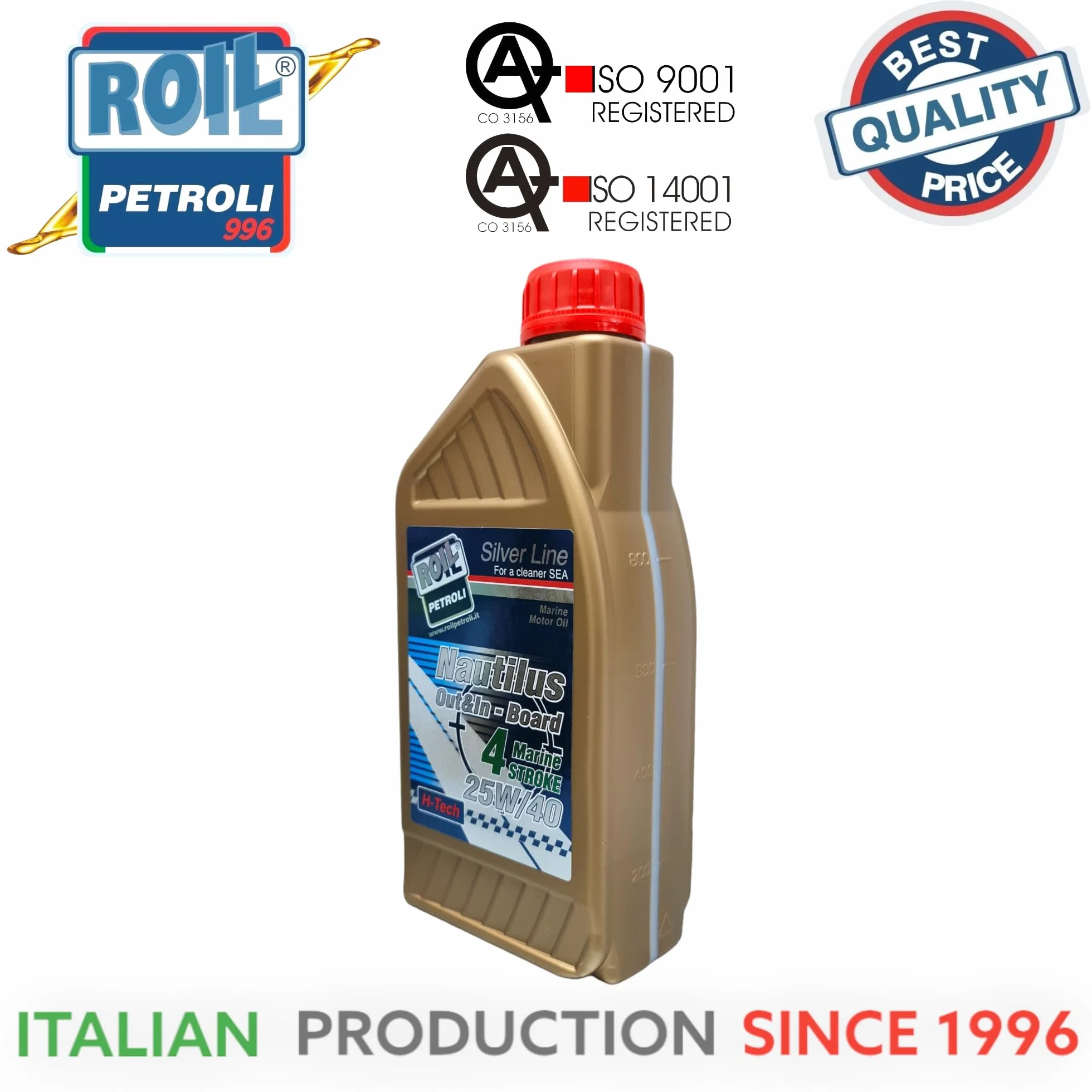 Roil Nautilus 25W/40 4 Stroke Marine Oil 1L NMMA FC-W API SL VDS-3