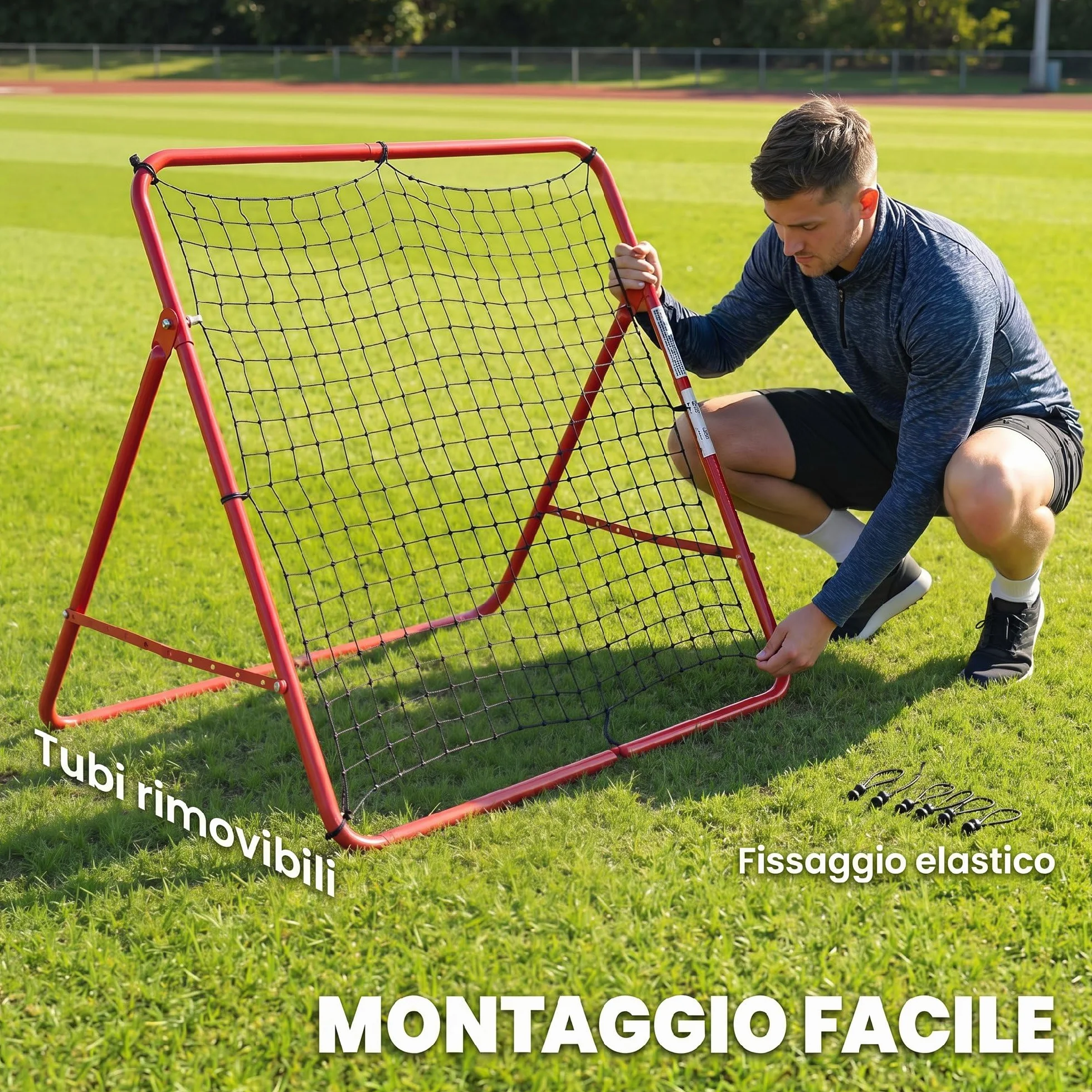 SPORTNOW Rete Rebounder Calcio Regolabile 5 Angolazioni Allenamento Portatile Giardino