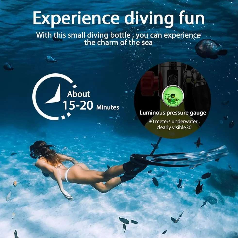 Bombola da Immersione Subacquea Portatile 20 Minuti Mini Ossigeno Respiratore Kit Snorkeling