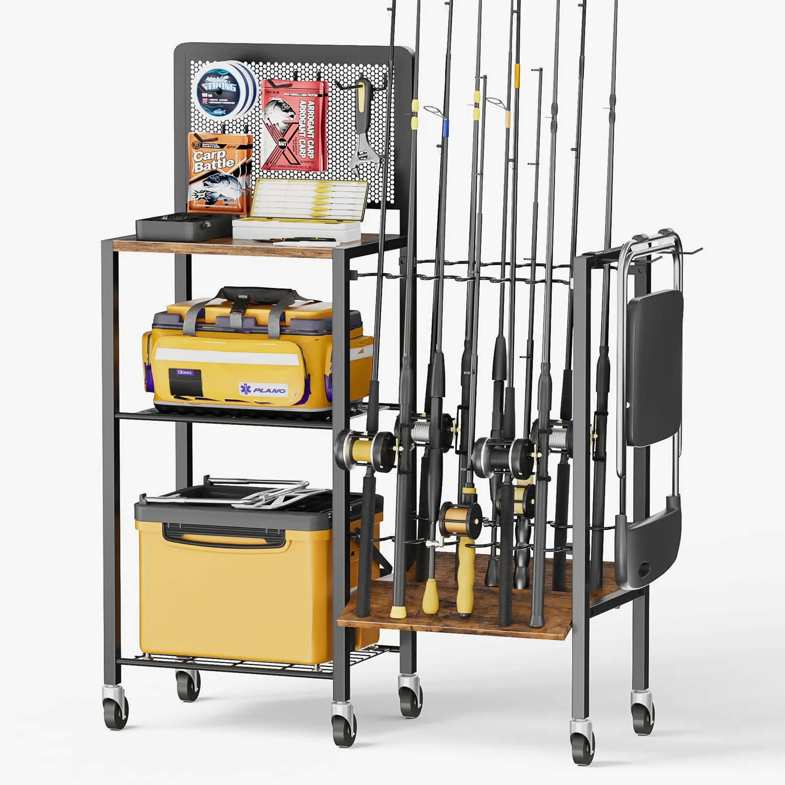 Bikoney Supporto per Canna da Pesca Accessori da Pesca Attrezzi da Pesca Organizzatori di Attrezzature da Pesca Negozio da Pesca Supporti per Canna da Pesca Carrello per Garage Casa Ingresso Angolo