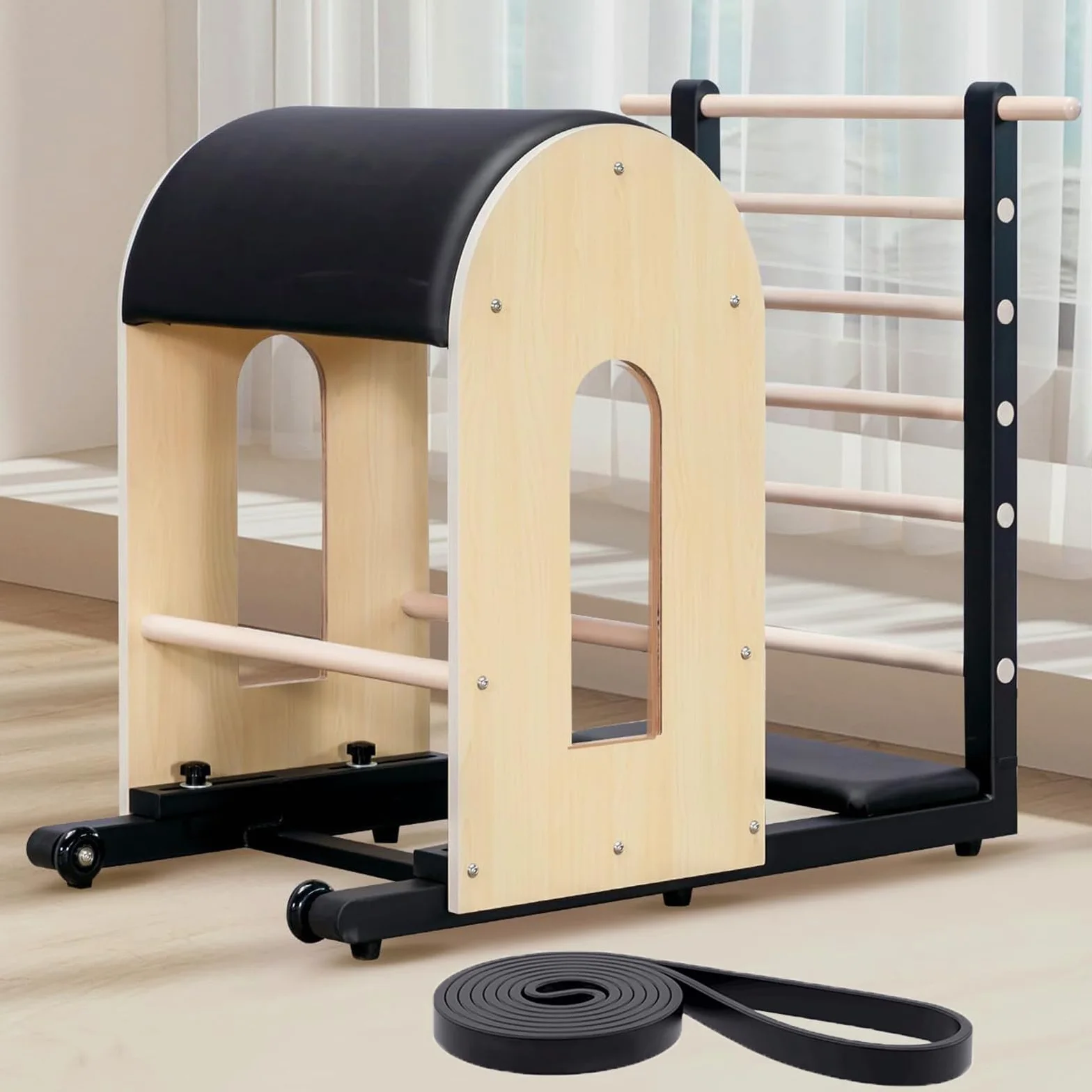 Pilates Ladder Barrel, Correttore Per La Colonna Vertebrale In Legno, Esercizi Con Scala Per L'Allenamento A Casa, Core Barrel Per L'Equilibrio, Attrezzatura Per Yoga, Rafforzamento E Stretching Black