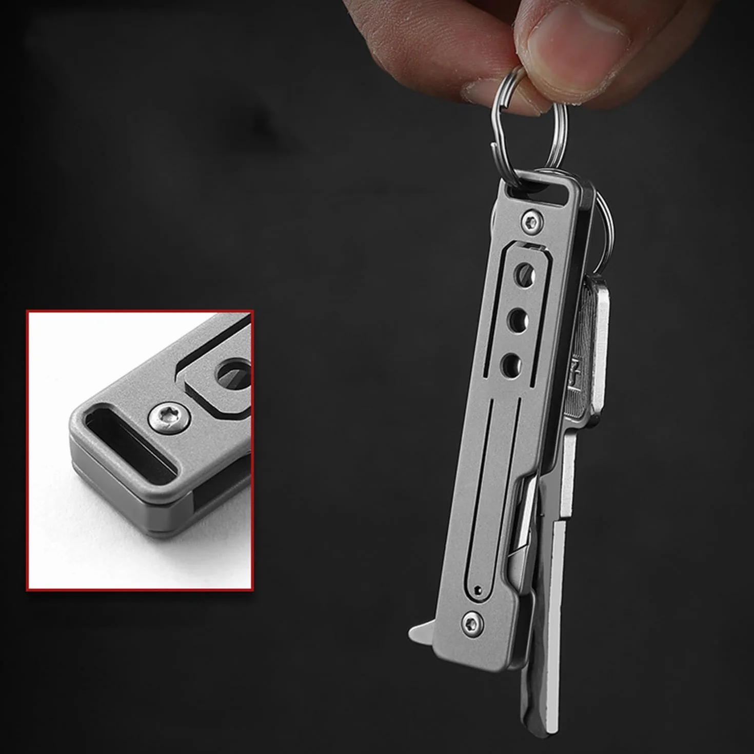 Mini Bisturi in Titanio con Lame Sostituibili, Utility Knife Pieghevole Cutter con 10 Acciaio Inox Sostituibile Lama, Coltello Pieghevole Multiuso EDC con Clip da Tasca per Campeggio