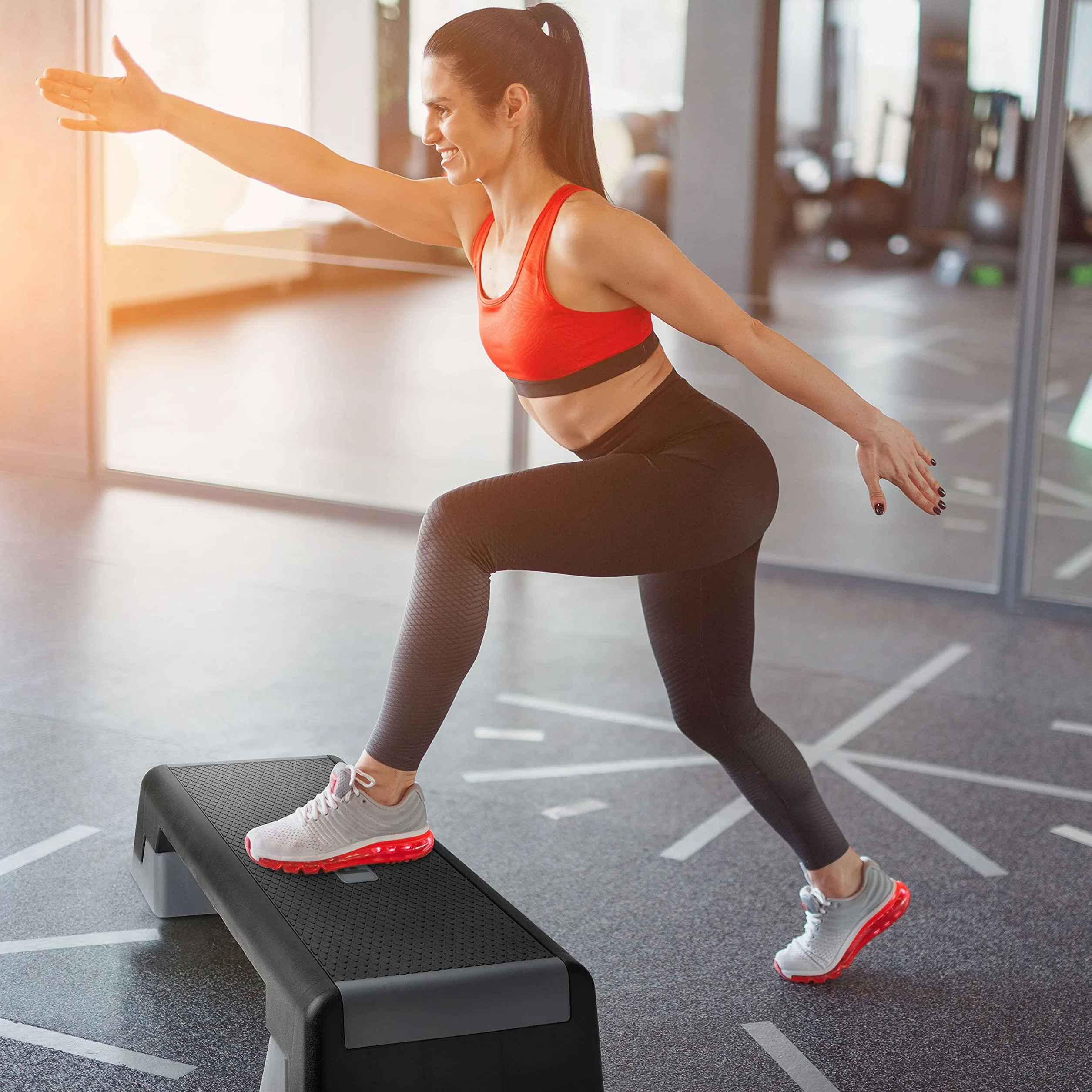 POWRX Step Aerobics Professional Fitness Stepper 89 x 34 cm Altezza Regolabile Antiscivolo