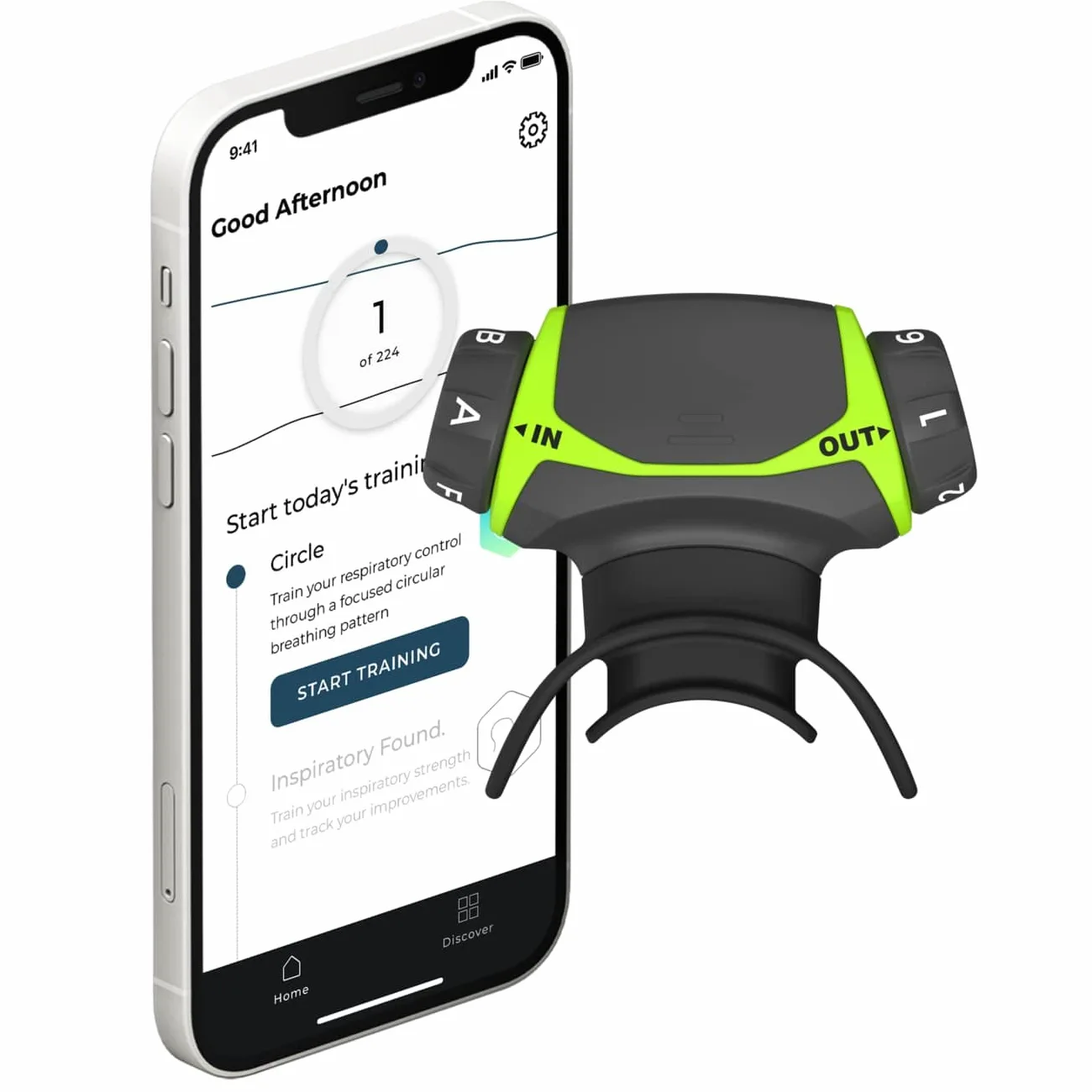 Airofit Active - Allenatore respiratorio e applicazione di respirazione virtuale | Benessere generale, Migliorare la capacità polmonare, Stile di vita attivo | Ottimo per sport e benessere