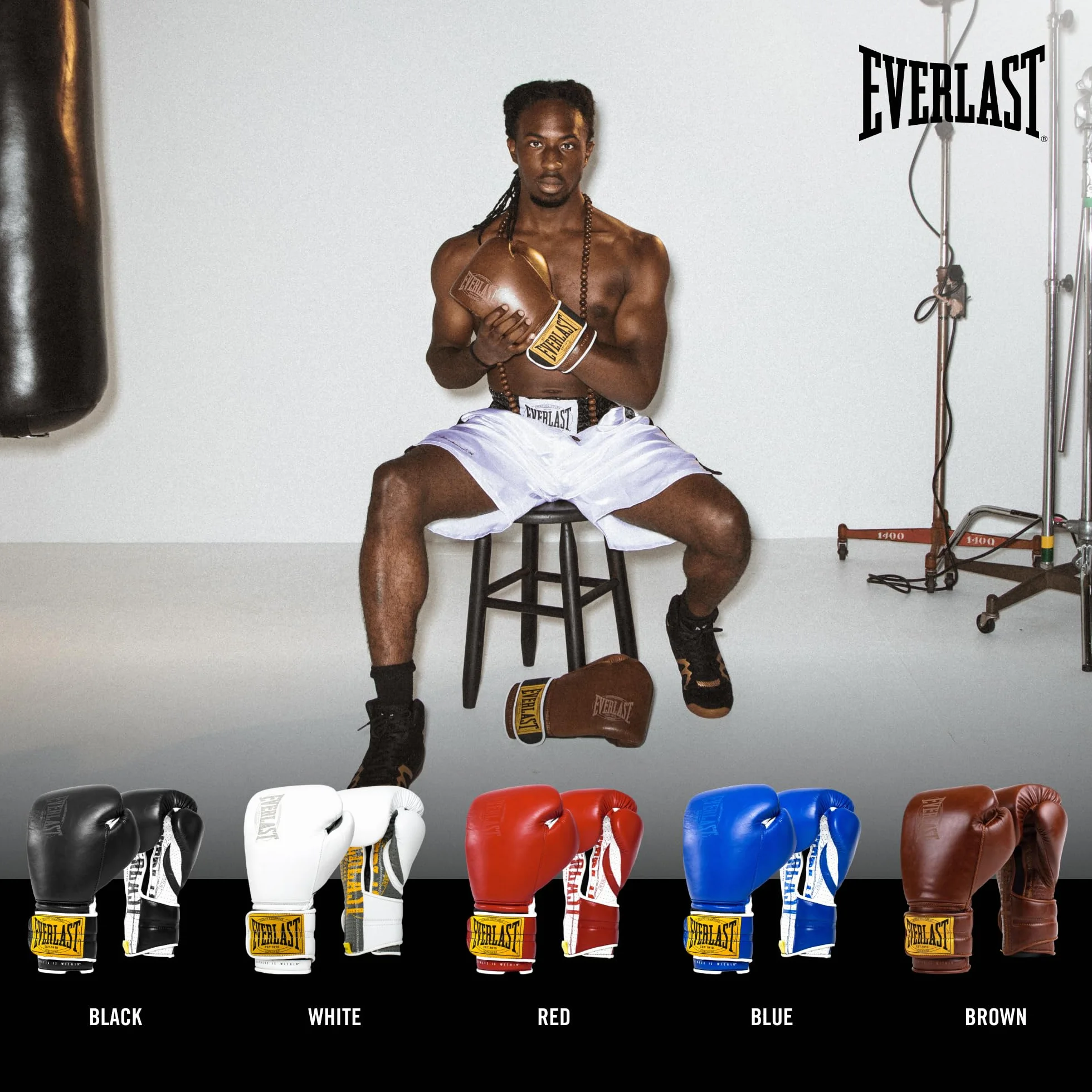 Everlast Guantoni da boxe 1910 Guanti avanzati Hook and Loop triplo strato schiuma supporto polso prevenzione infortuni Allenamento sacco