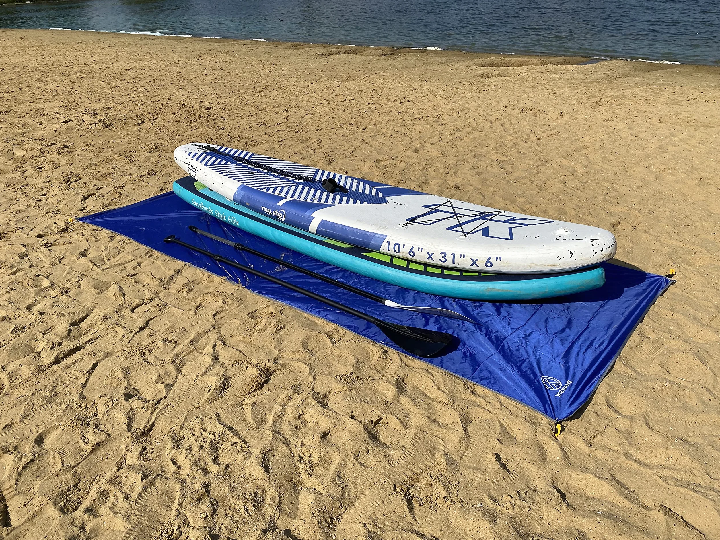 SUP Tappetino da atterraggio per tavole da paddle 360 x 145 cm blu oceano nylon 210T