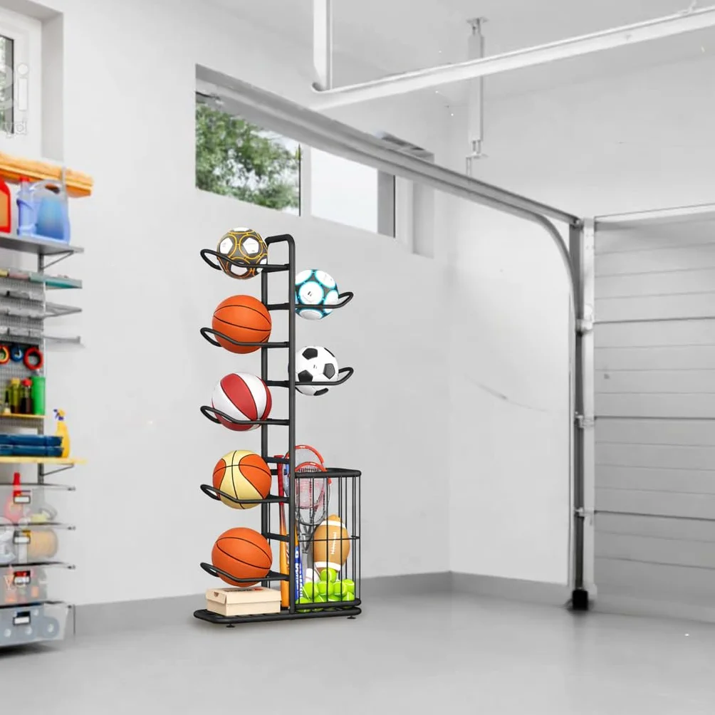 7-Ball Sport Equipment Rack Organizer Stand 146 cm Nero