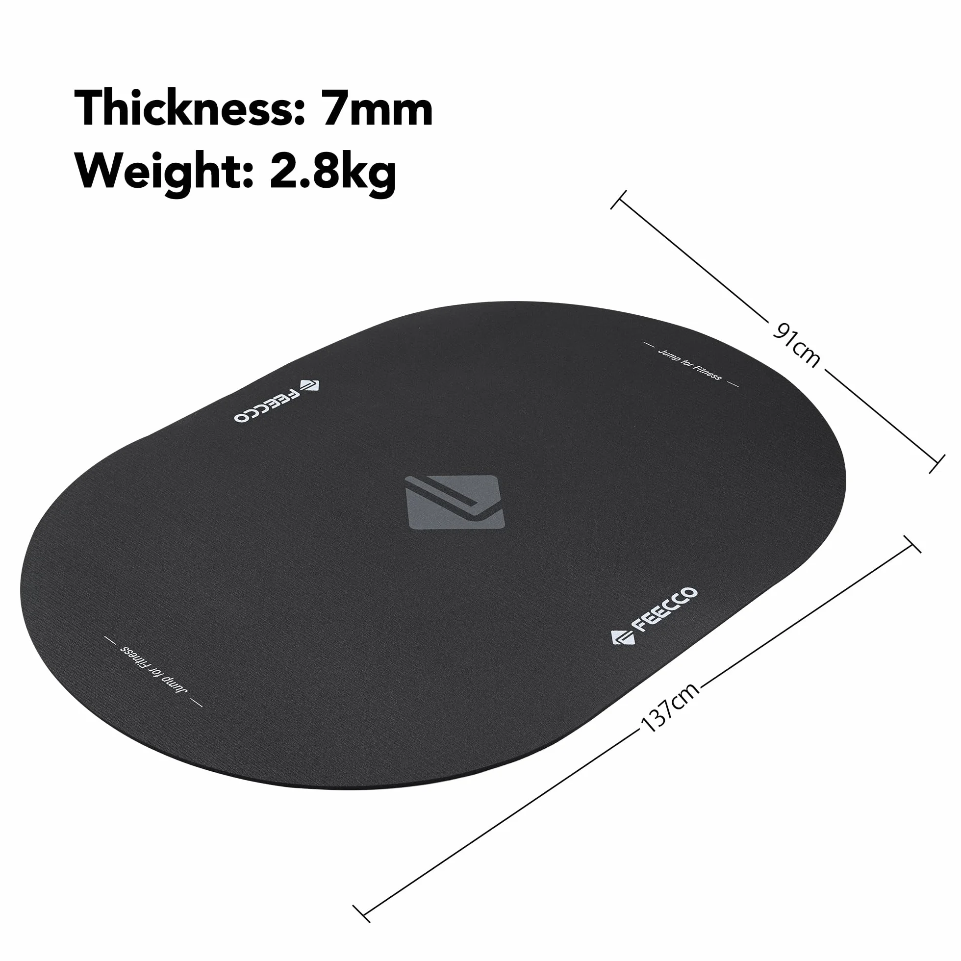 Feecco Tappetino per Corda per Saltare 137x91 cm 7 mm Ultra Spesso