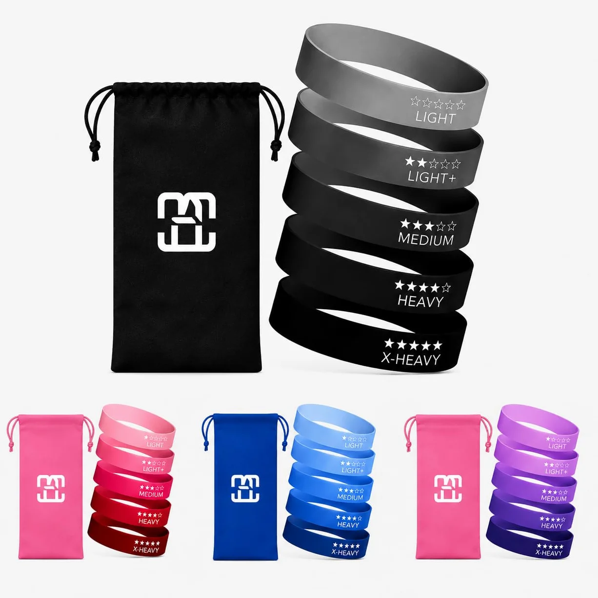 GOCHA Gadgets, 5 fasce elastiche di resistenza, per fitness, con diversi livelli di forza, per allenamento, palestra, yoga, esercizi