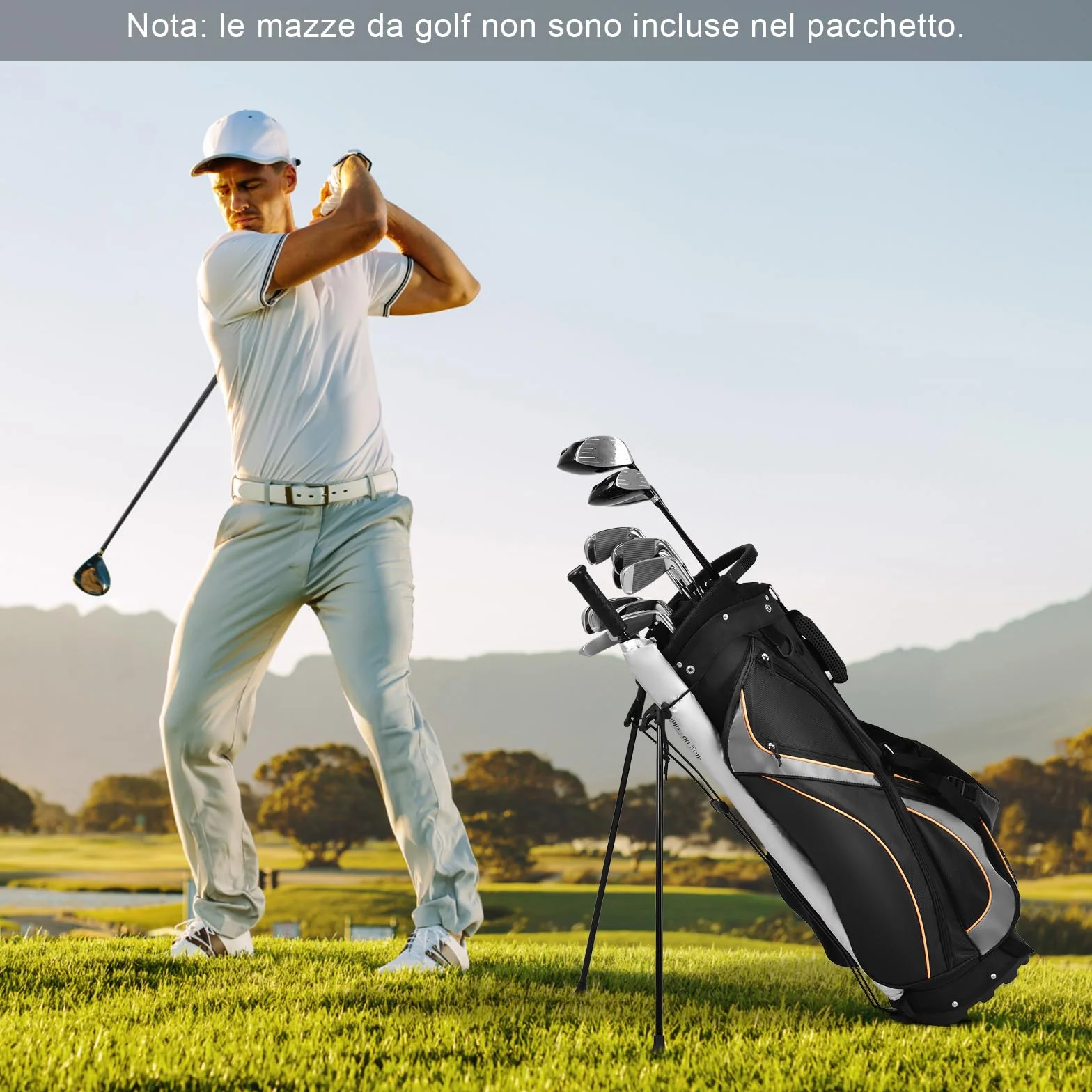COSTWAY Borsa da Golf a 8 Vie, Leggera 2 kg con Separatori, 7 Tasche, Borsa Frigo e Cappuccio