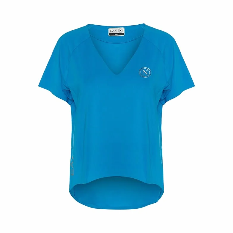 SSC NAPOLI T-Shirt Donna Azzurro, EA7, Prodotto Ufficiale, Logo SSCN, Linea Donna, M