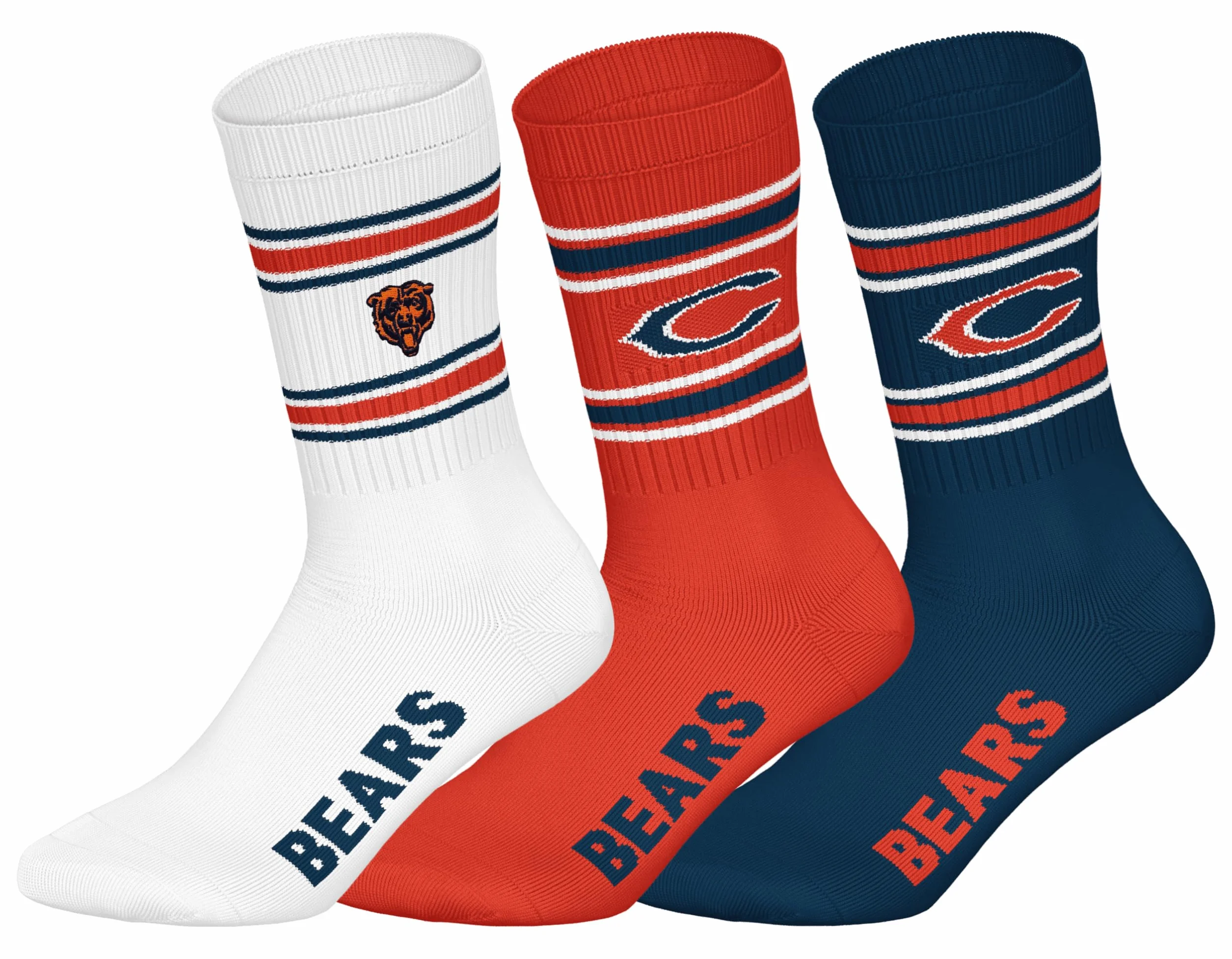 NFL Chicago Bears 3pk Crew Socks Calzini sportivi Unisex Adulto
