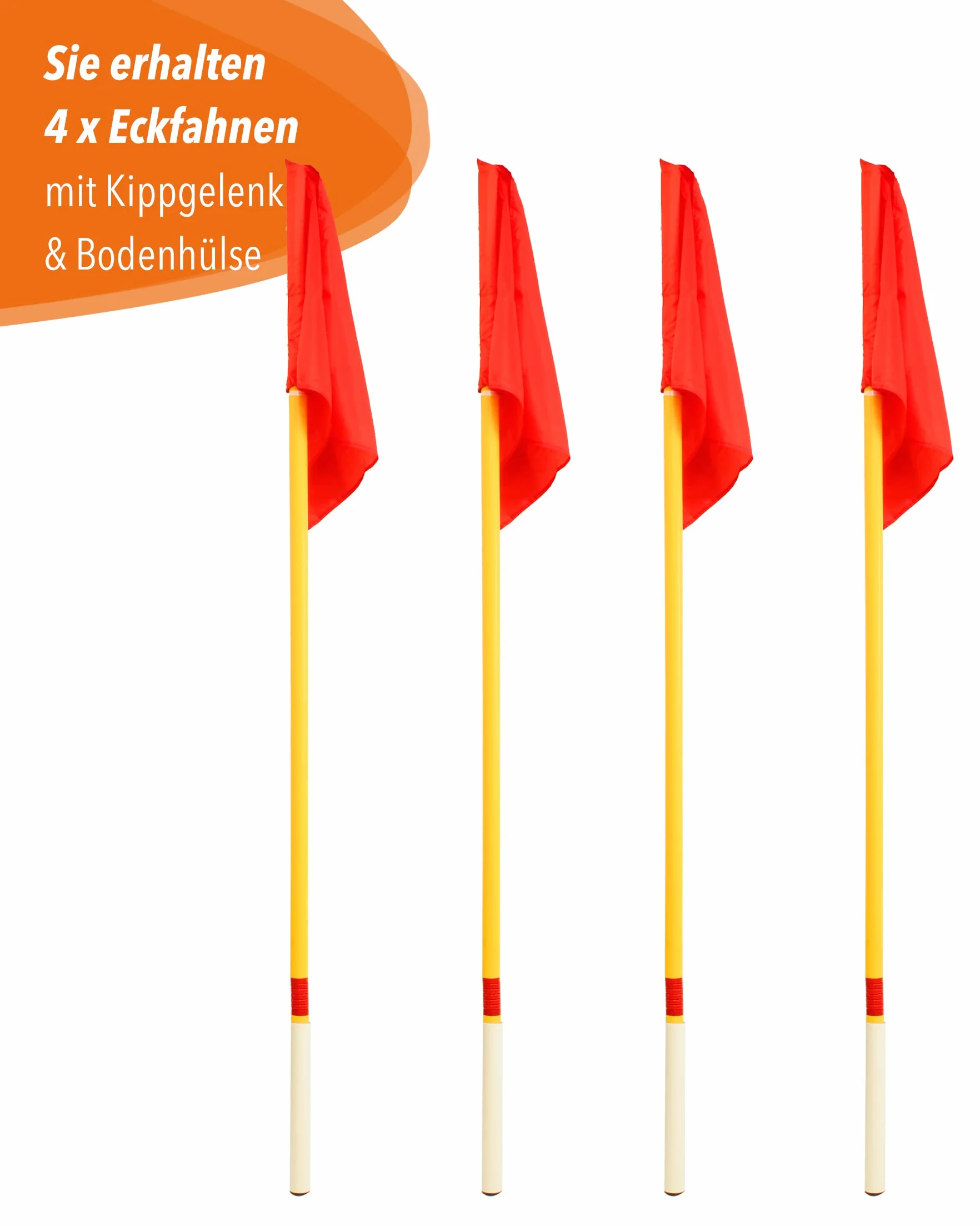 Bandiere angolari con giunto ribaltabile 4 in set 160 cm per calcio e sport
