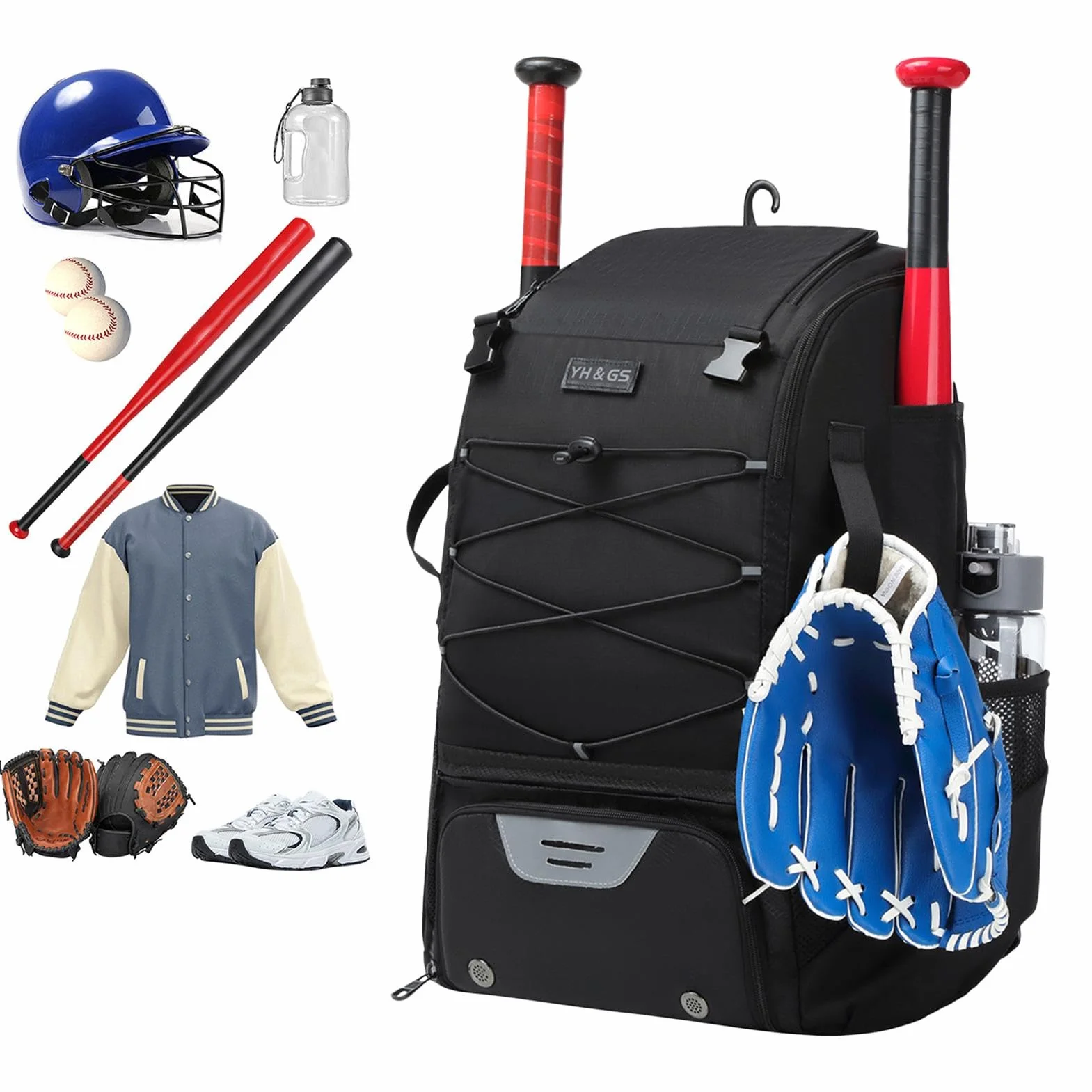 Borsa per mazze da baseball, Borsa da baseball - Borsa da baseball per ragazzi, Borsa da softball impermeabile, Zaino da baseball con ruote per scomparti per scarpe Borse per mazze da baseball Borse p