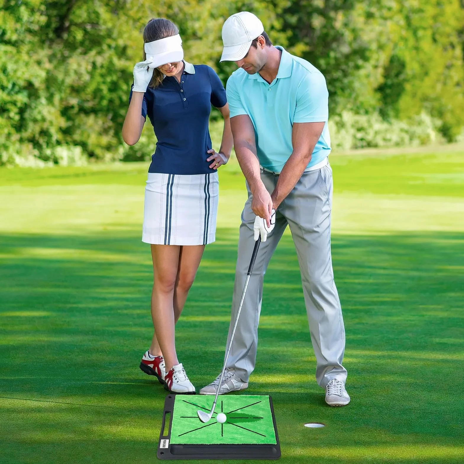 Tappetino da golf per allenamento con retro in gomma, rilevamento feedback oscillante