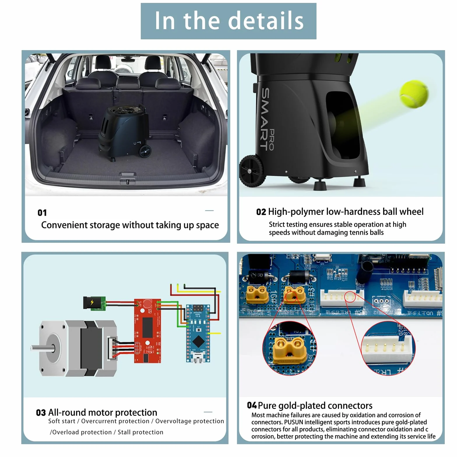 Macchina Lanciapalle PT-Smart PRO Tennis Padel Oscillazione Interna App Telecomando 100+ Palline 20–120 km/h