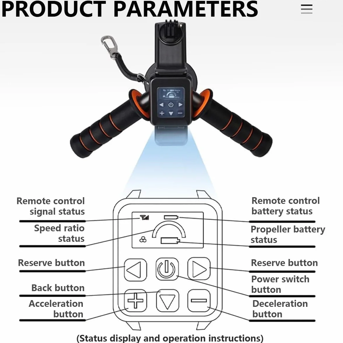 Scooter Subacqueo Elettrico 9 Velocità 30m Telecomando Maniglia Rimovibile
