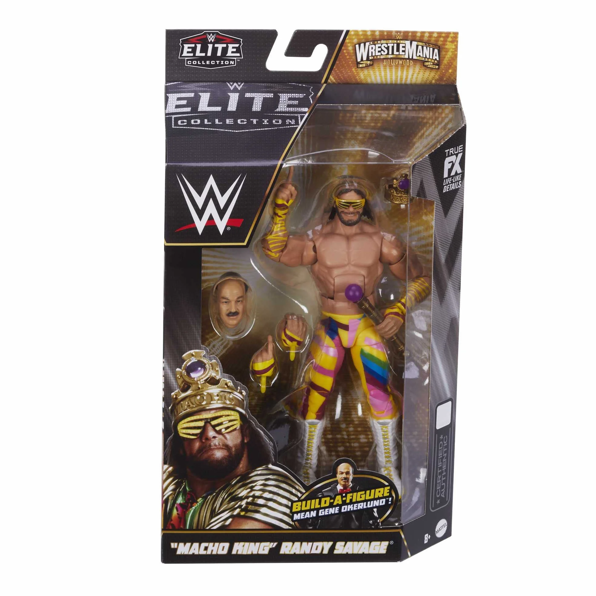 Mattel WWE Elite Macho King Randy Savage Action Figure Wrestlemania 15+ cm 25 Articolazioni TrueFX HKP10