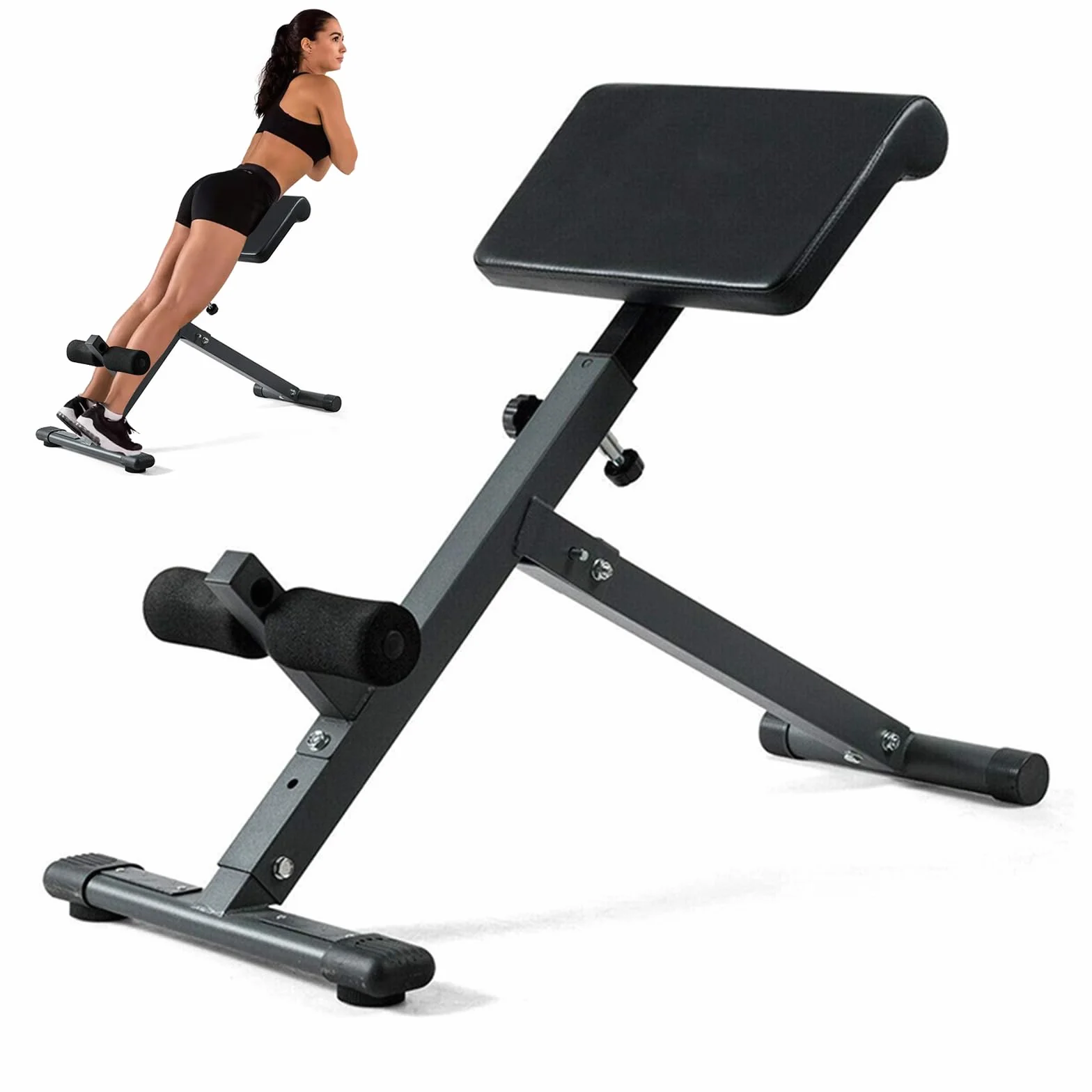 Hyperextension - Sedia romana pieghevole, allungamento della schiena e allenamento addominale, 5 sedie romane regolabili, panca per iperestensione, glutei, addominali, attrezzatura per esercizi a casa