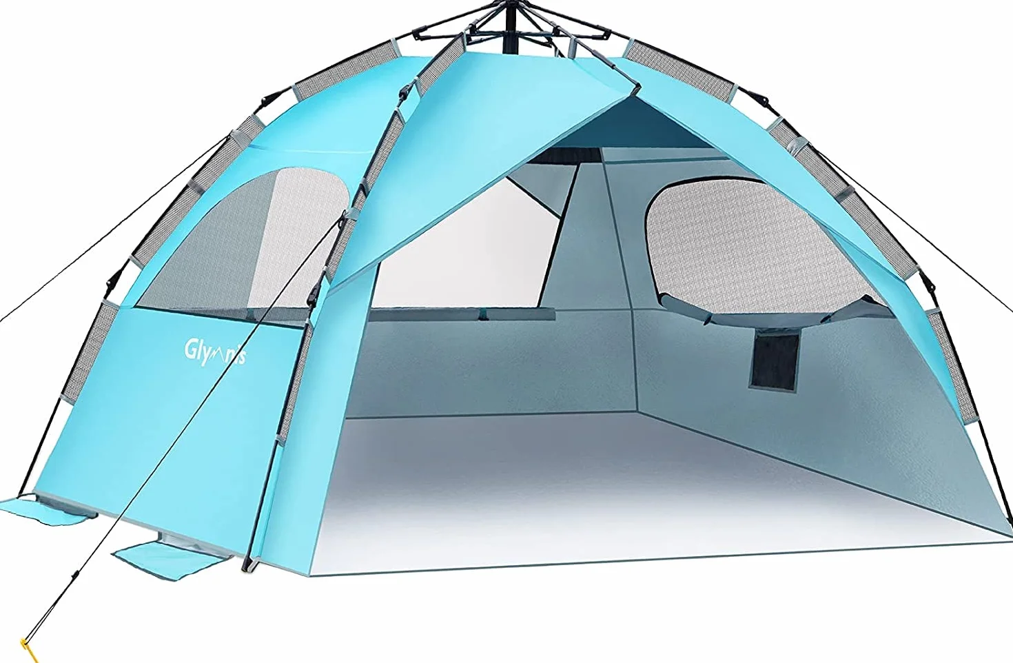 Tenda da Spiaggia Quick Up Familiare Automatica 210x200x145cm Protezione UV 50+ Antivento 4-6 Persone