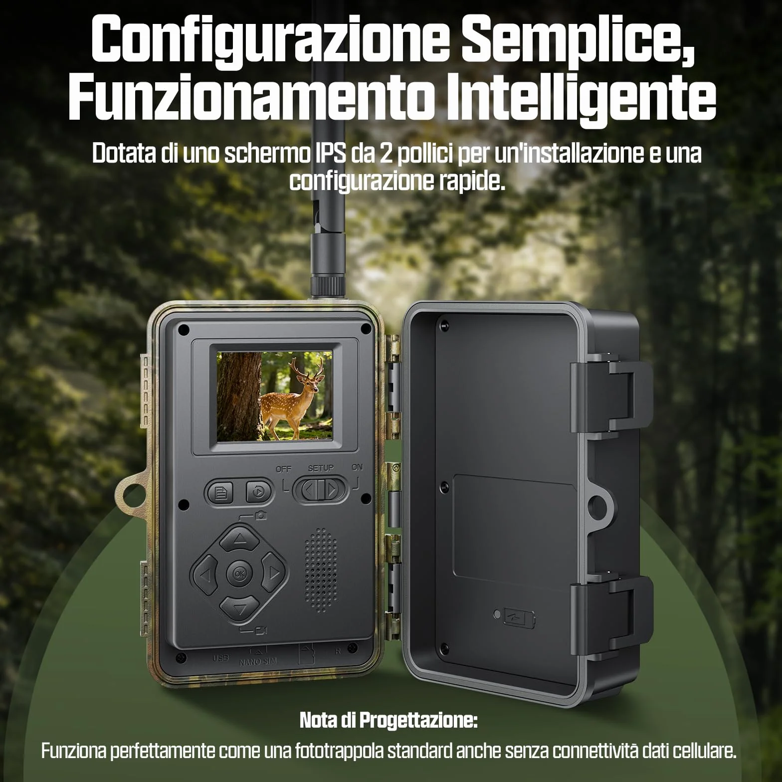 CEYOMUR 4G LTE Fototrappola Solare 48MP con SIM e TF 64GB, Batteria 5200mAh, IP66