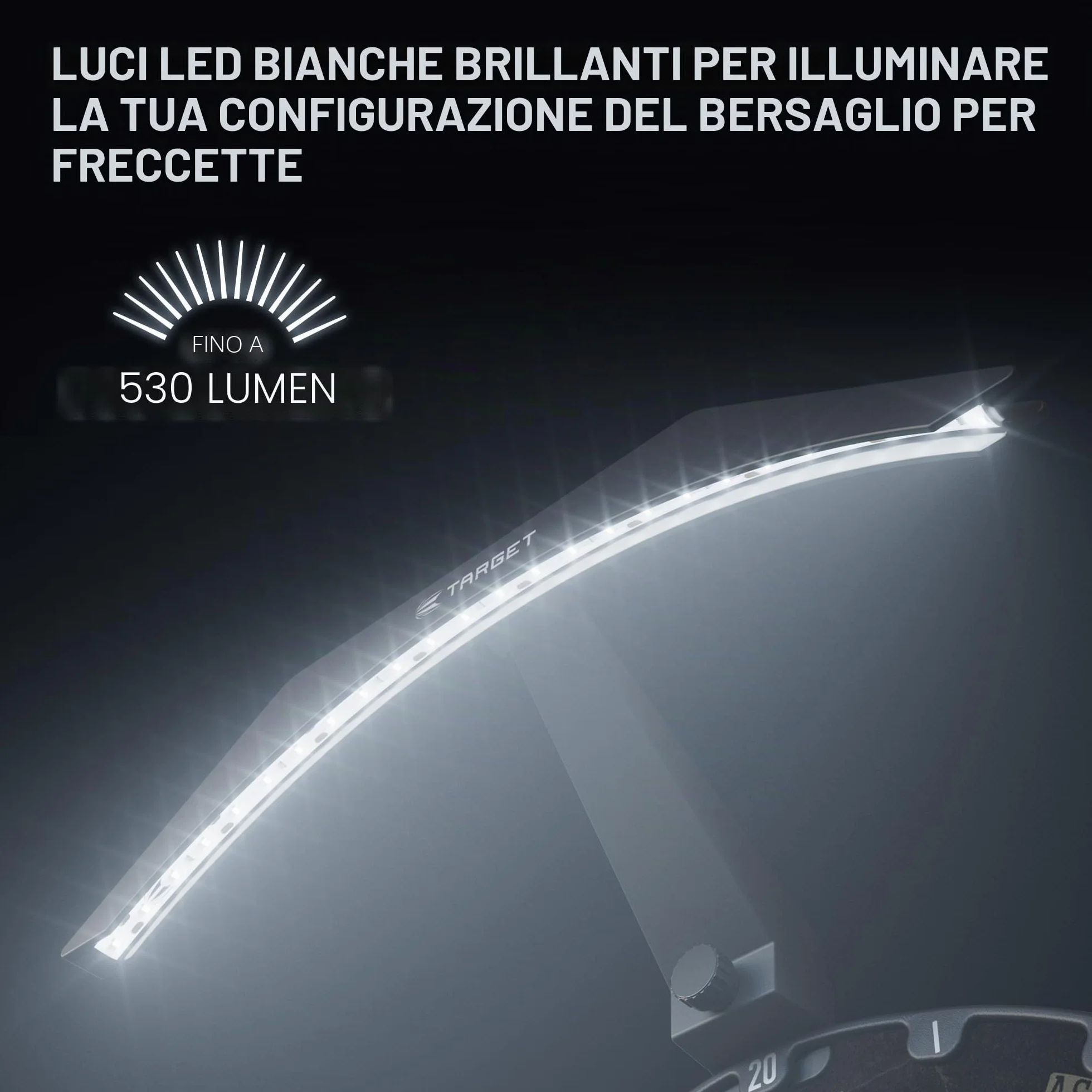 Target Darts LED Dartboard Light - Illuminazione luminosa per l'intera tavola da freccette | Cavo extra lungo 3 m | Montaggio facile