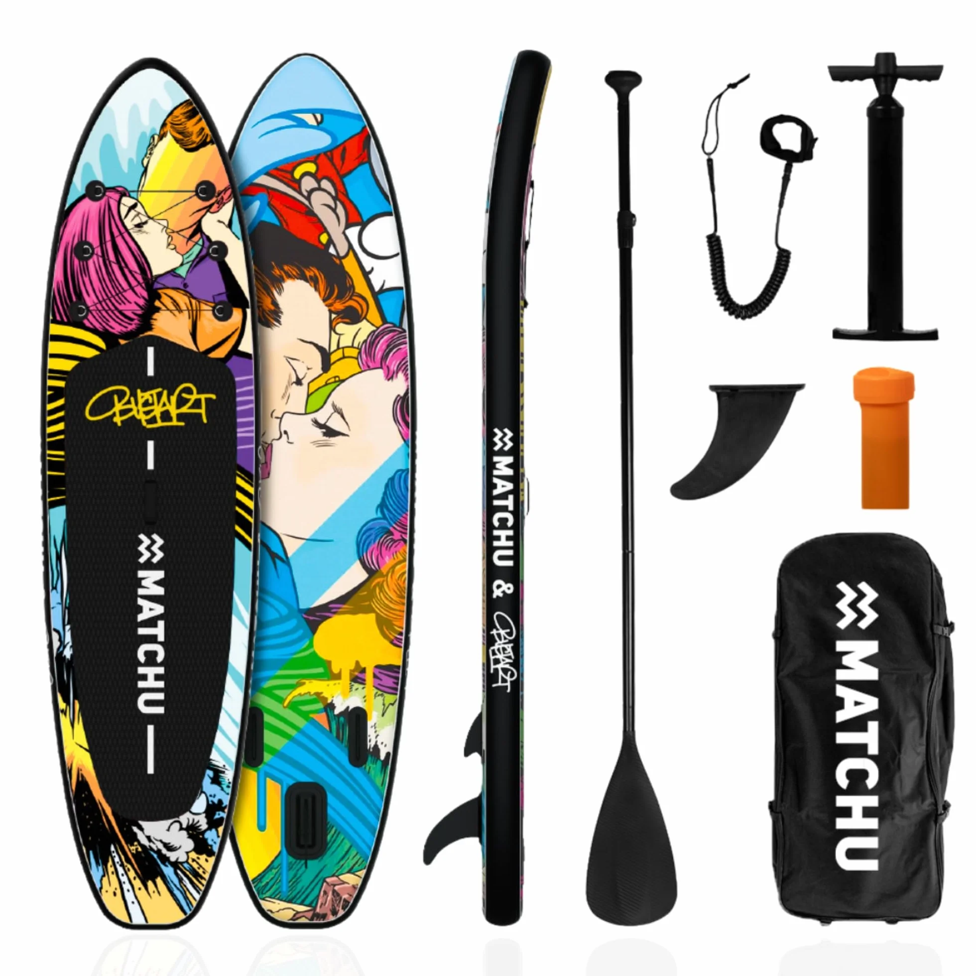 MATCHU - Sup Board gonfiabile - Paddle Board - Edizione limitata - Certificato - Set completo - 320 x 81 x 15 cm - Portata 150 kg - Collezione Art