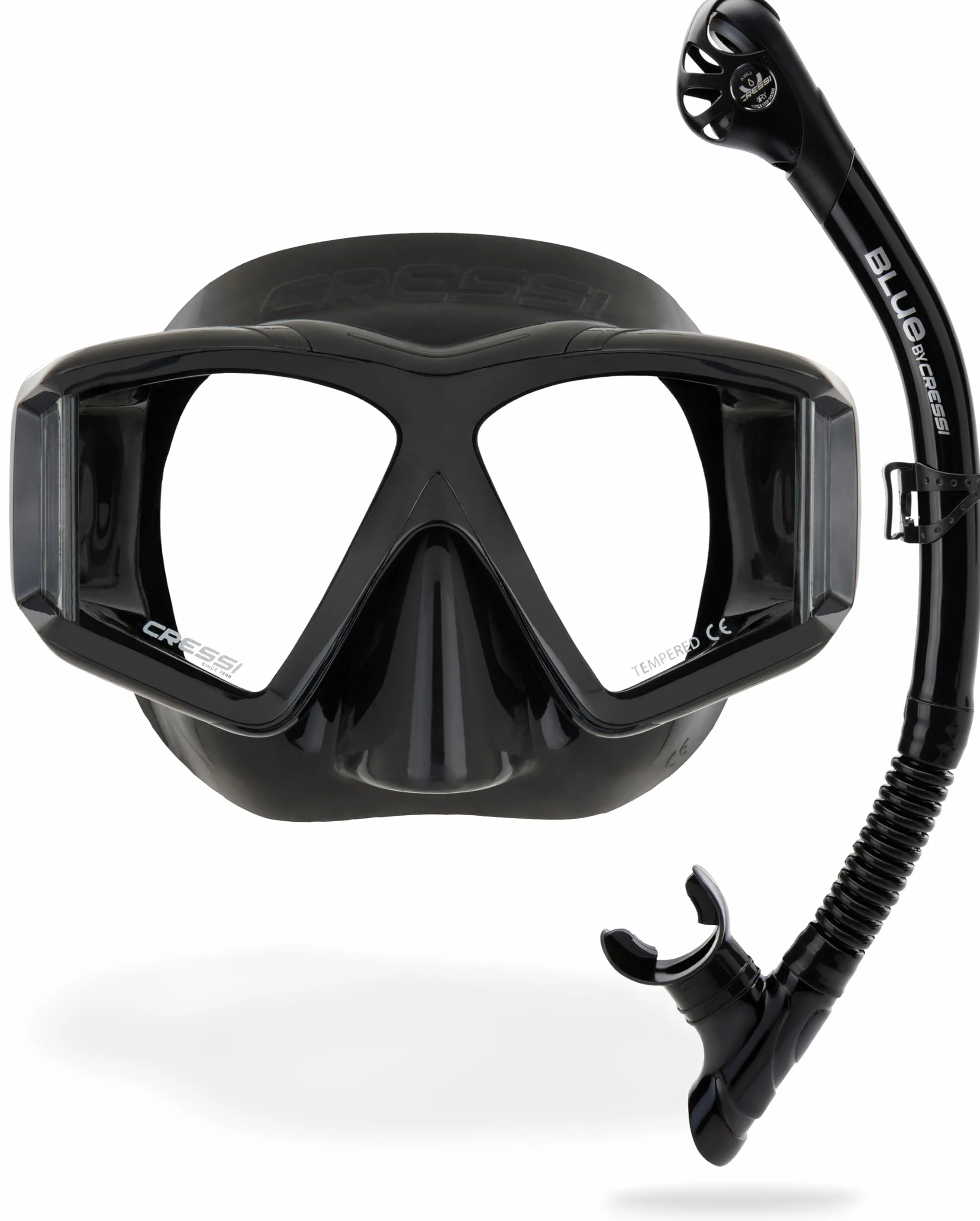CRESSI Horizon Maschera Singola 4 Vetri Separati Combo Set Maschera+Snorkel Scilla Top Dry Valve System