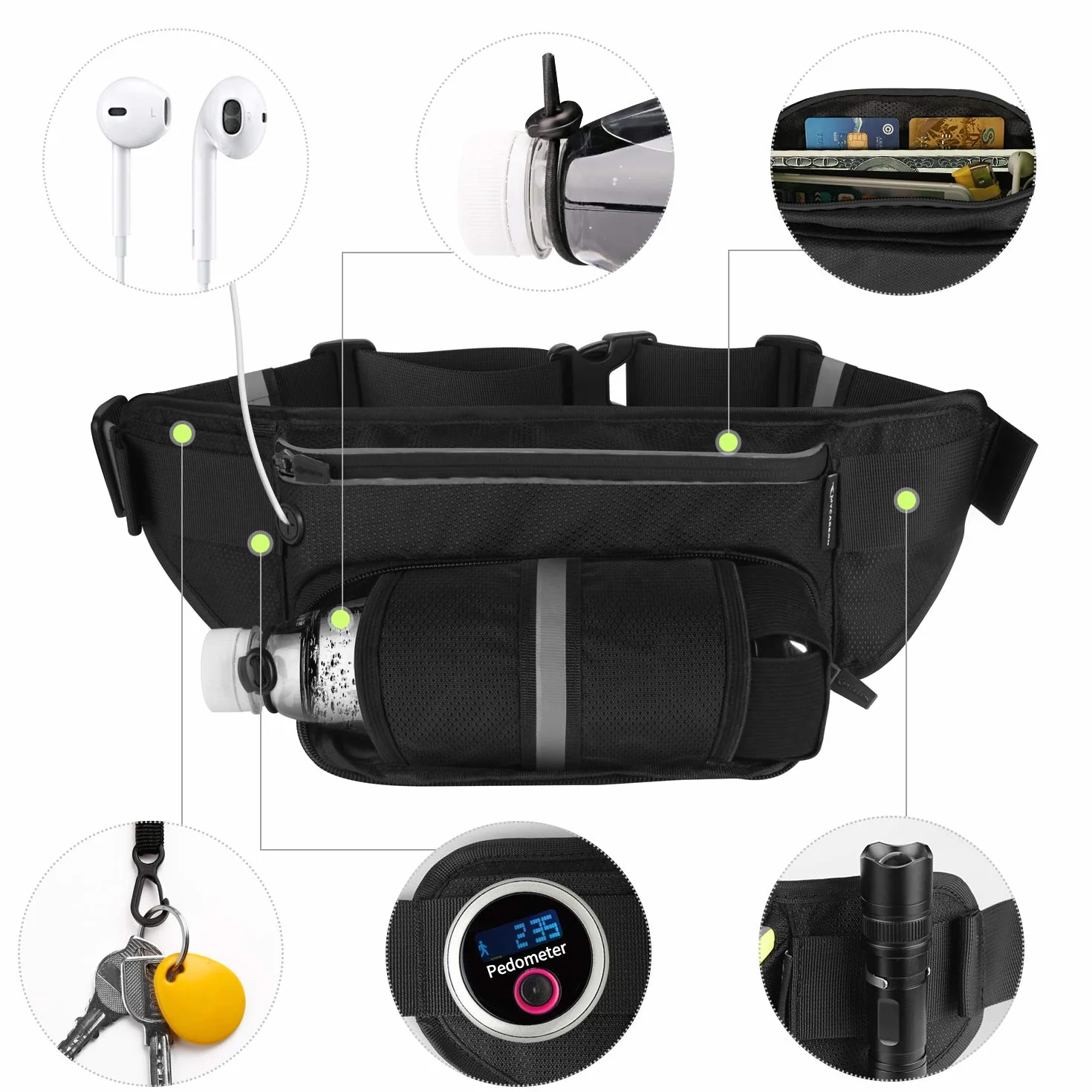 MYCARBON Marsupio Running Cintura Viaggio Porta Borraccia per Telefoni Cellulari