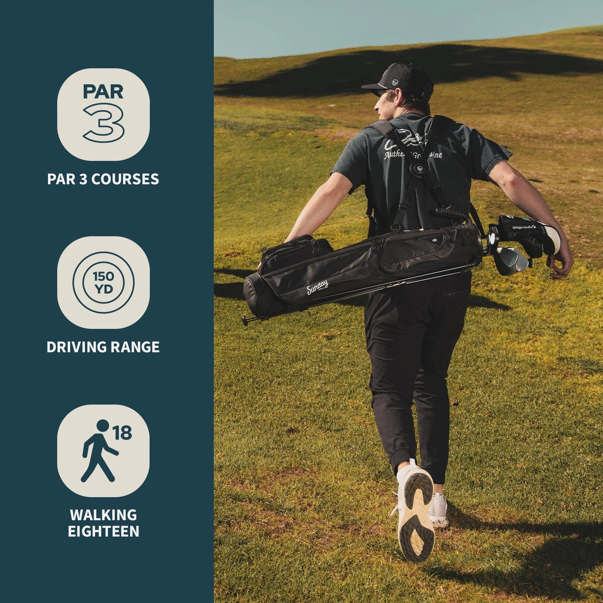 Sunday Golf Borsa Loma XL Leggera Tracolla Supporto Golf Pitch n Putt 1,5 kg