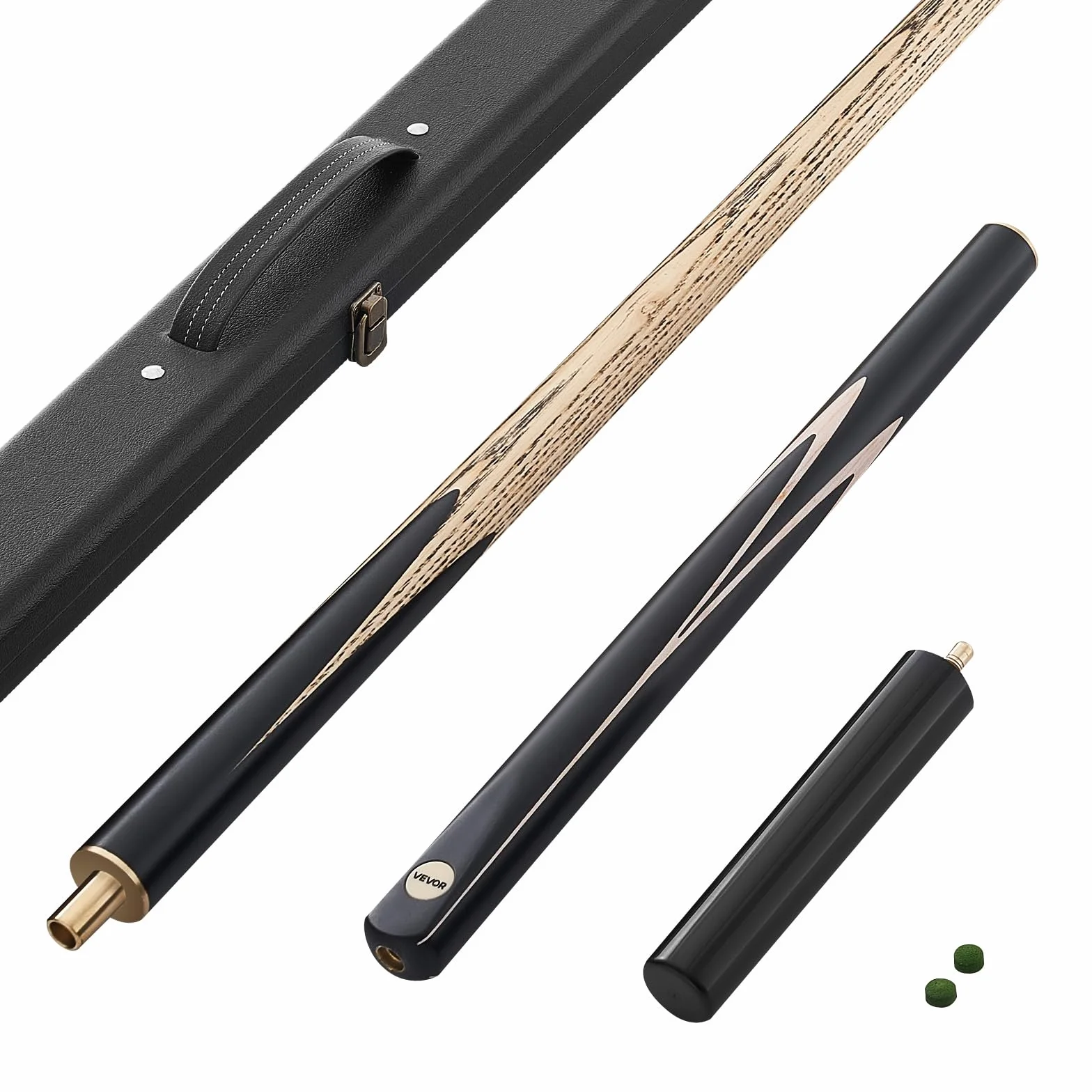 VEVOR Stecca da Biliardo Snodata 1447,8 mm Asta Prolunga Punta Pelle 540 g Custodia Legno