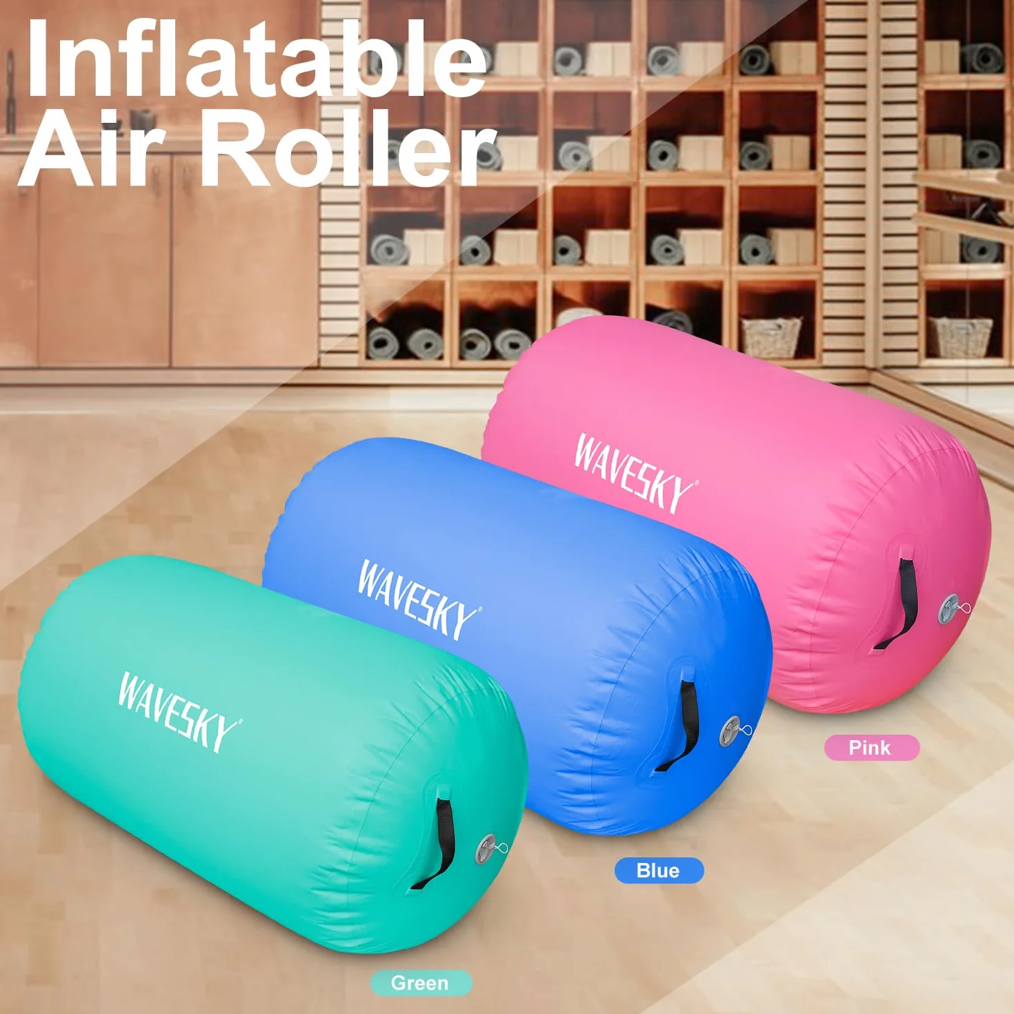 Air Roll Track, 80/100/120 cm, Air Roll Ginnastica Tumbling Matte, Air Barrel Tumbling Track per casa, attività all'aperto, fitness, allenamento (rosa, 100 x 60 cm)