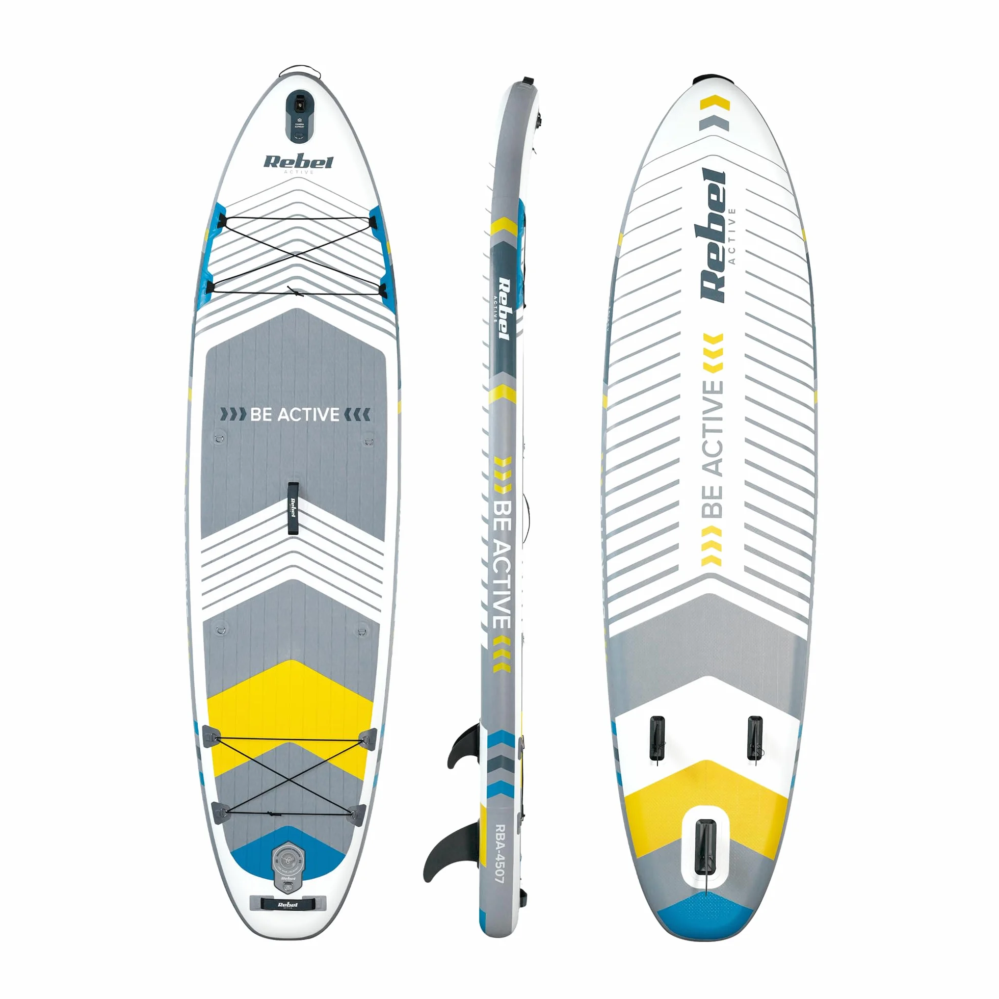 Rebel Electro Tavola da SUP gonfiata 335 cm con sedile, zaino e pompa a pagaia RBA-4507-WH