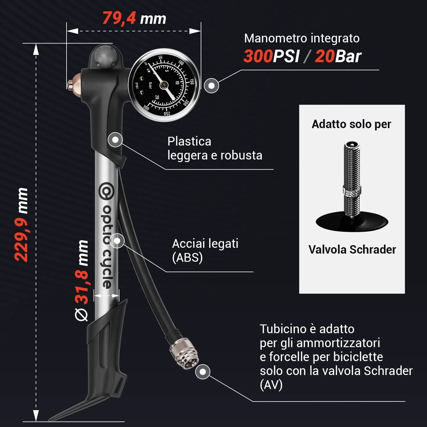 Pompa Ammortizzatori MTB con Manometro – Pompa Sospensioni Bici Compatibile Fox, RockShox, Manitou