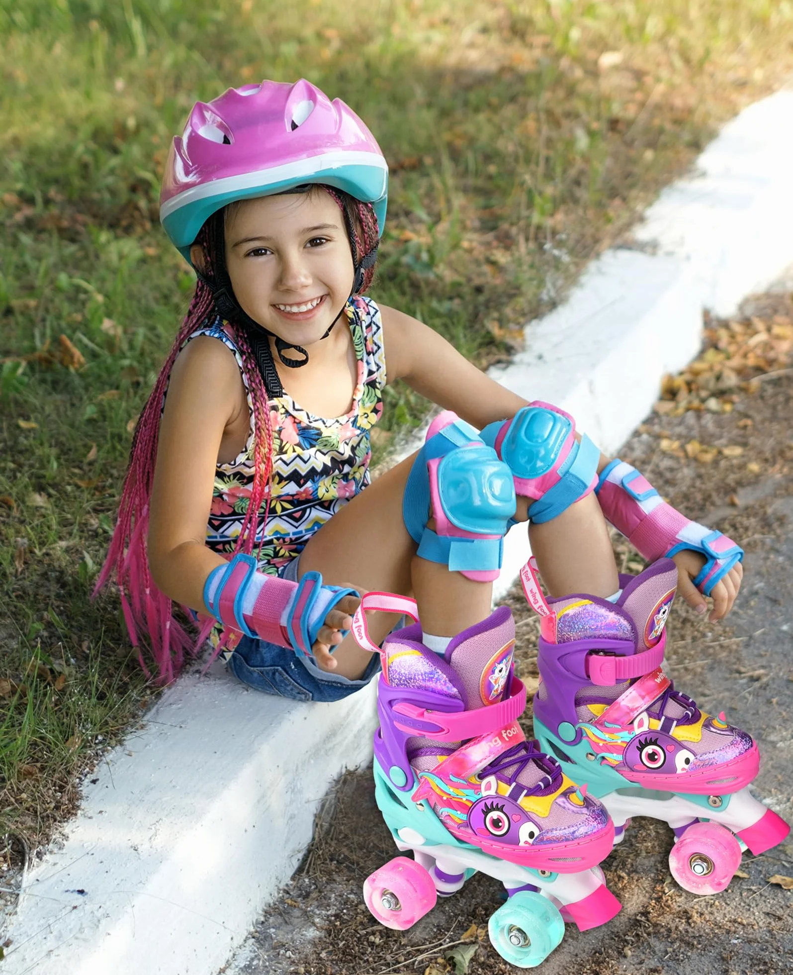 Pattini a Rotelle Bambina Regolabili 4 Ruote LED Unicorno per Principianti Ragazza