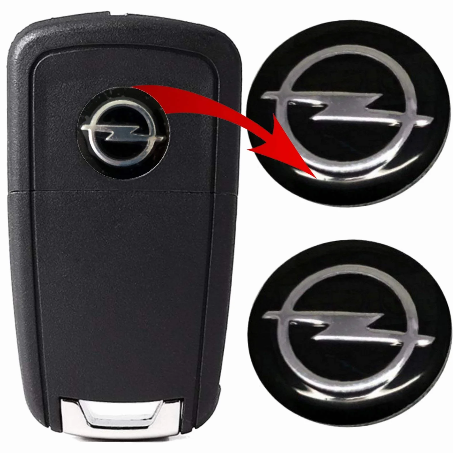 Emblemi per chiavi auto metallo nero 14 mm set di 2
