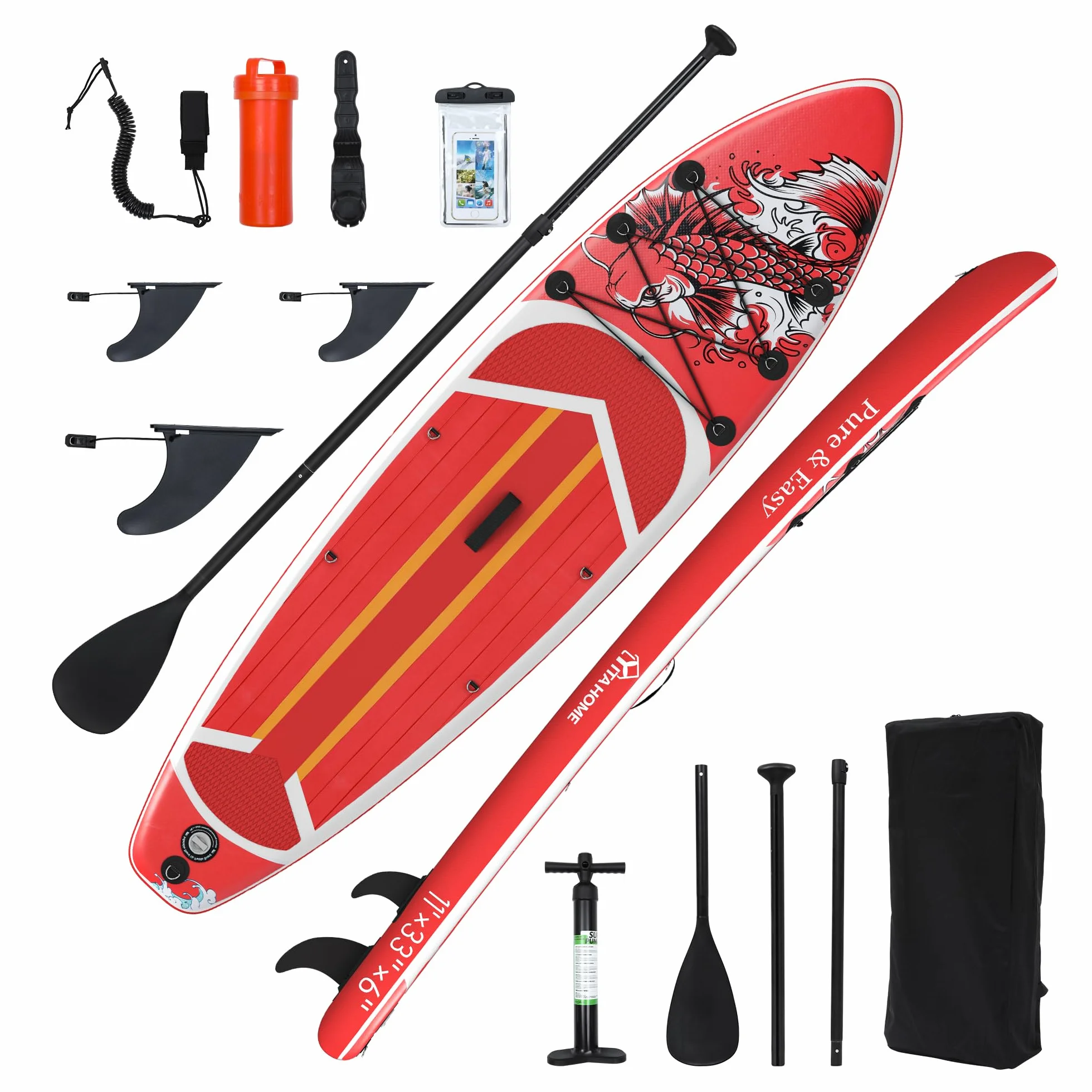 YITAHOME SUP Tavola da surf gonfiabile 335x84x15 cm rosso con accessori