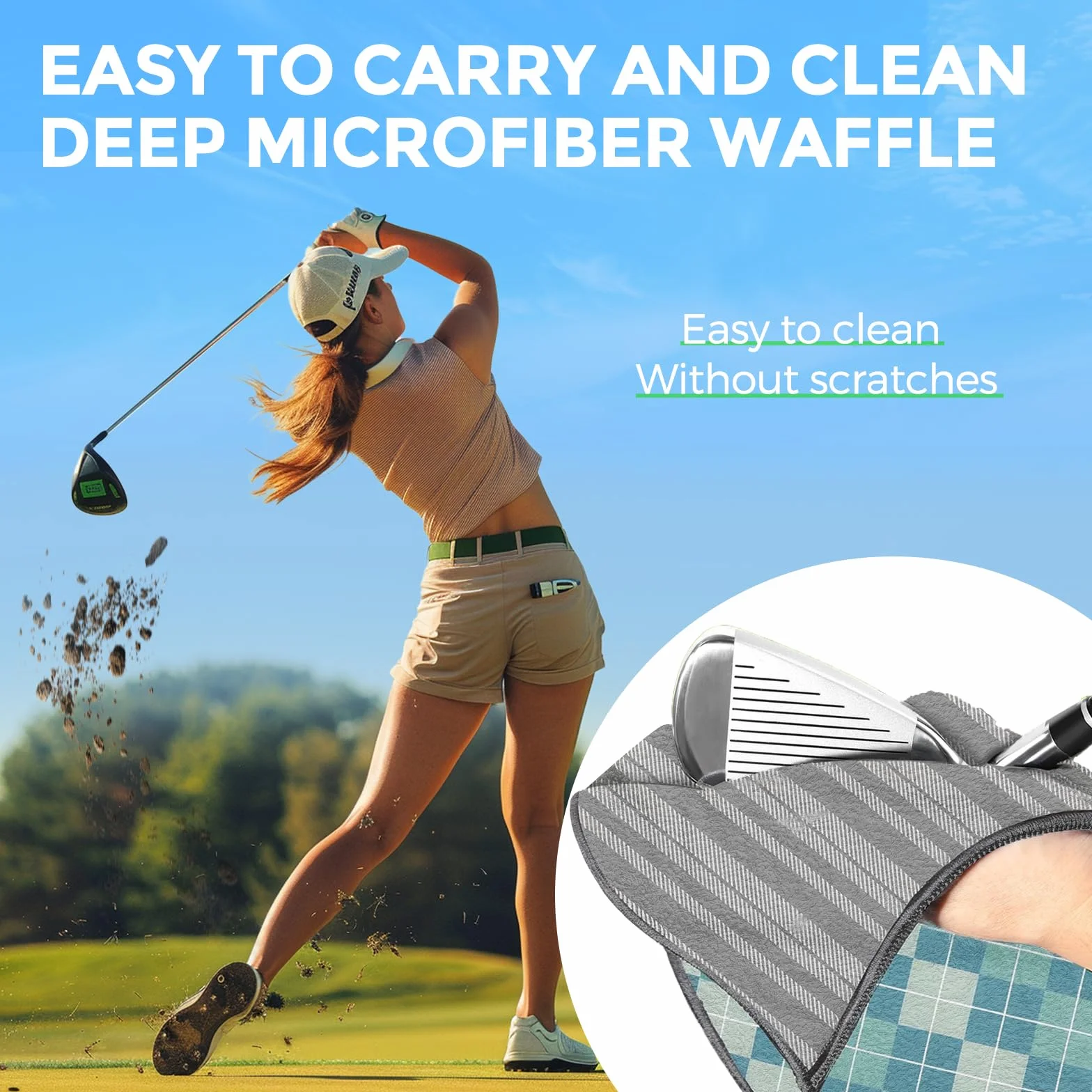 Asciugamani magnetici da golf set di 2 con design a nido d'ape e gancio