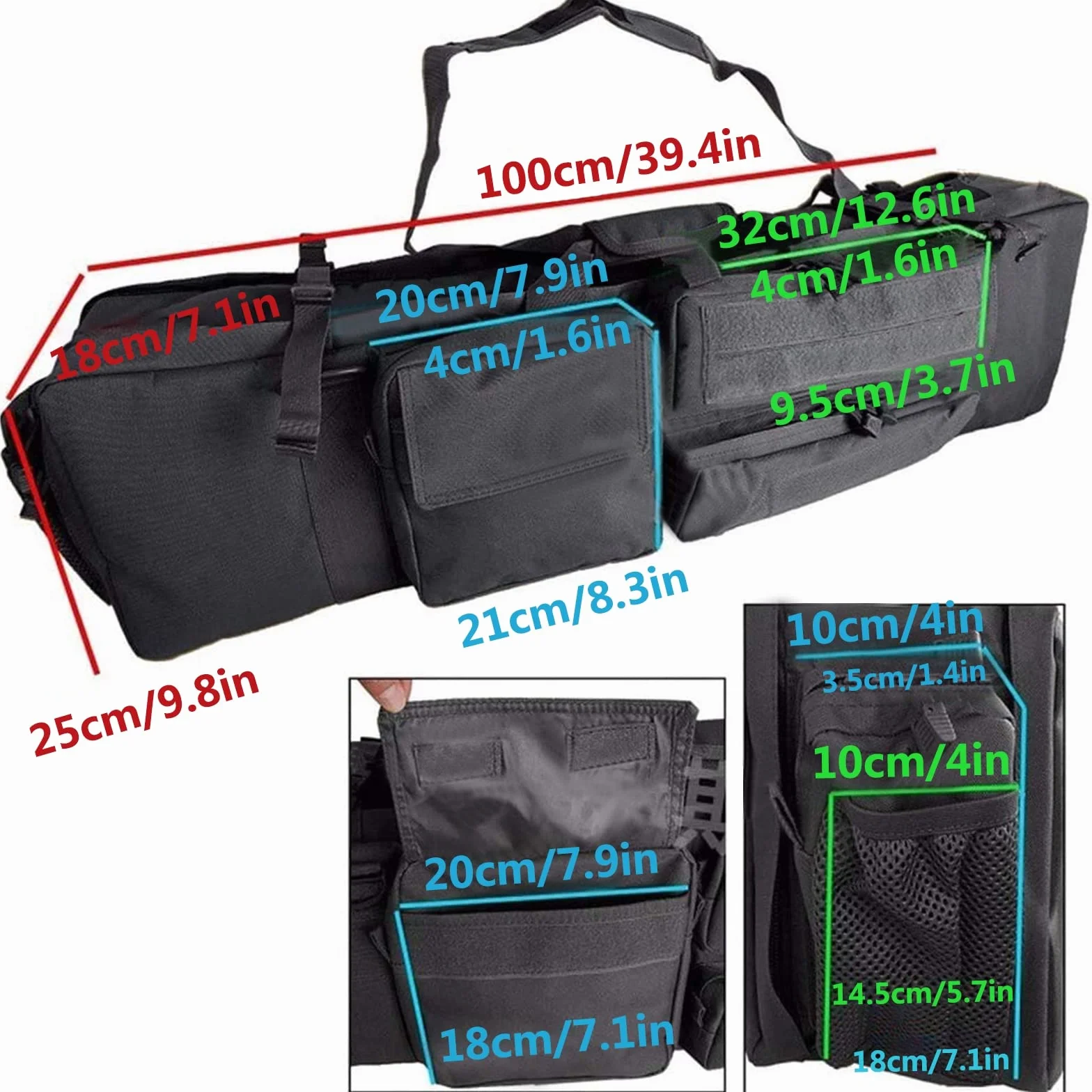 Oxford 600D Custodia Doppia per Fucile M249 100cm Imbottito