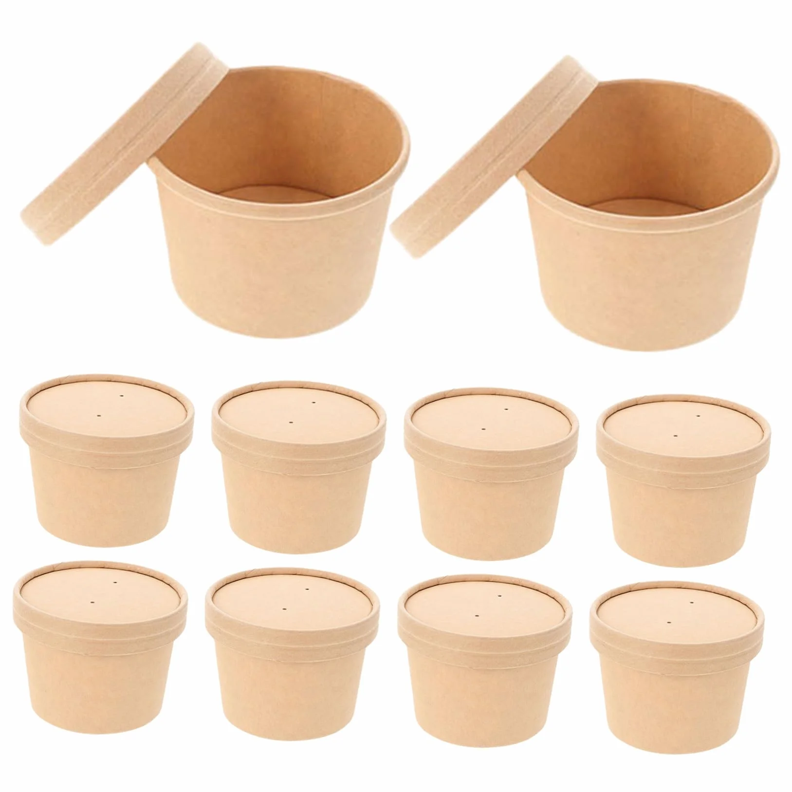 Coppette di Carta per Dessert con Coperchio in Carta Kraft Usa e Getta 10 set