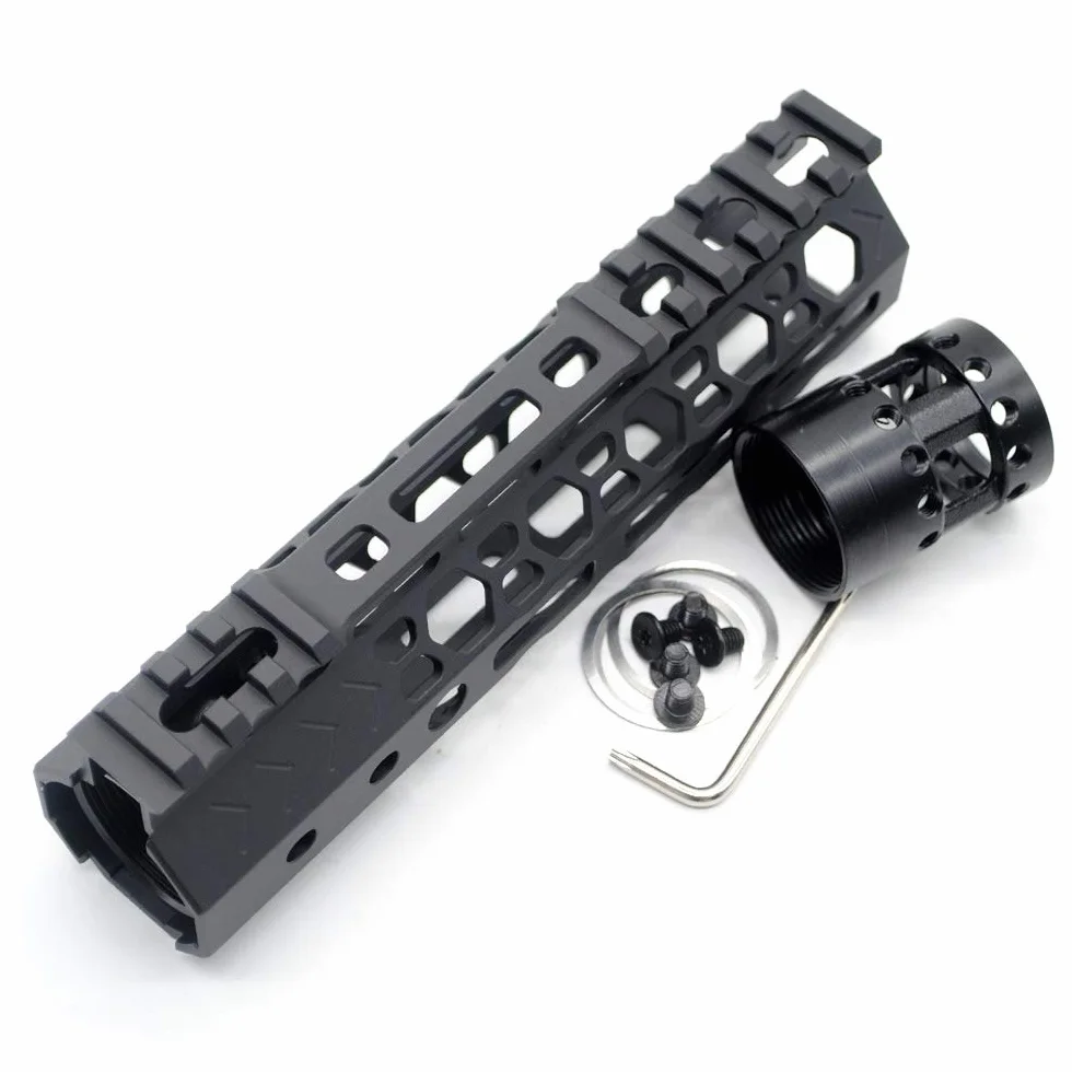 Trirock NSR Style Black 7 Inch M-LK Free Float AR15 Handguard Fits .223/5.56 Rifles Steel Barrel Nut
