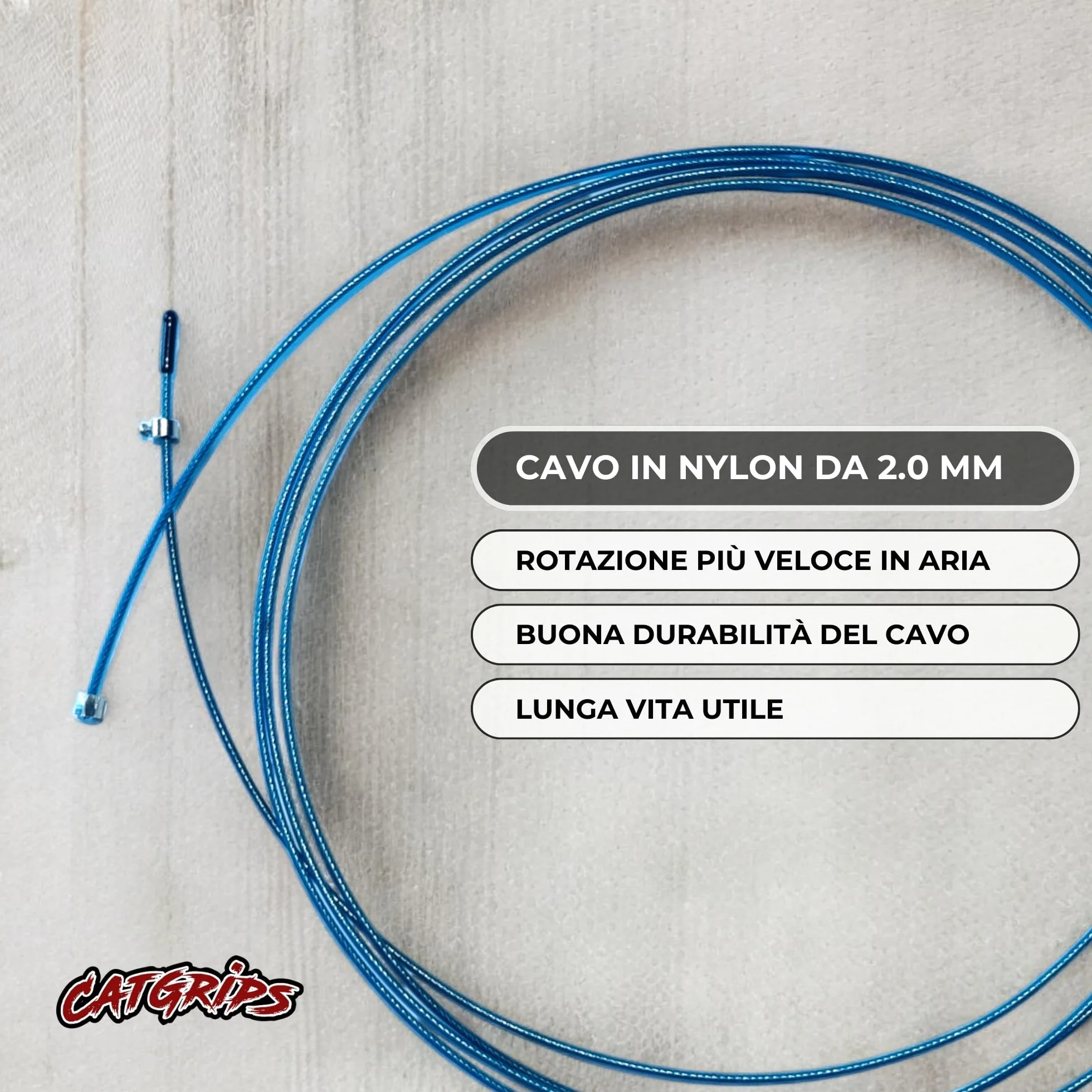 CATGRIPS Cavo di Ricambio per Corda da Salto 2.0mm Acciaio Rivestito Flessibile Anti-Attorcigliamento