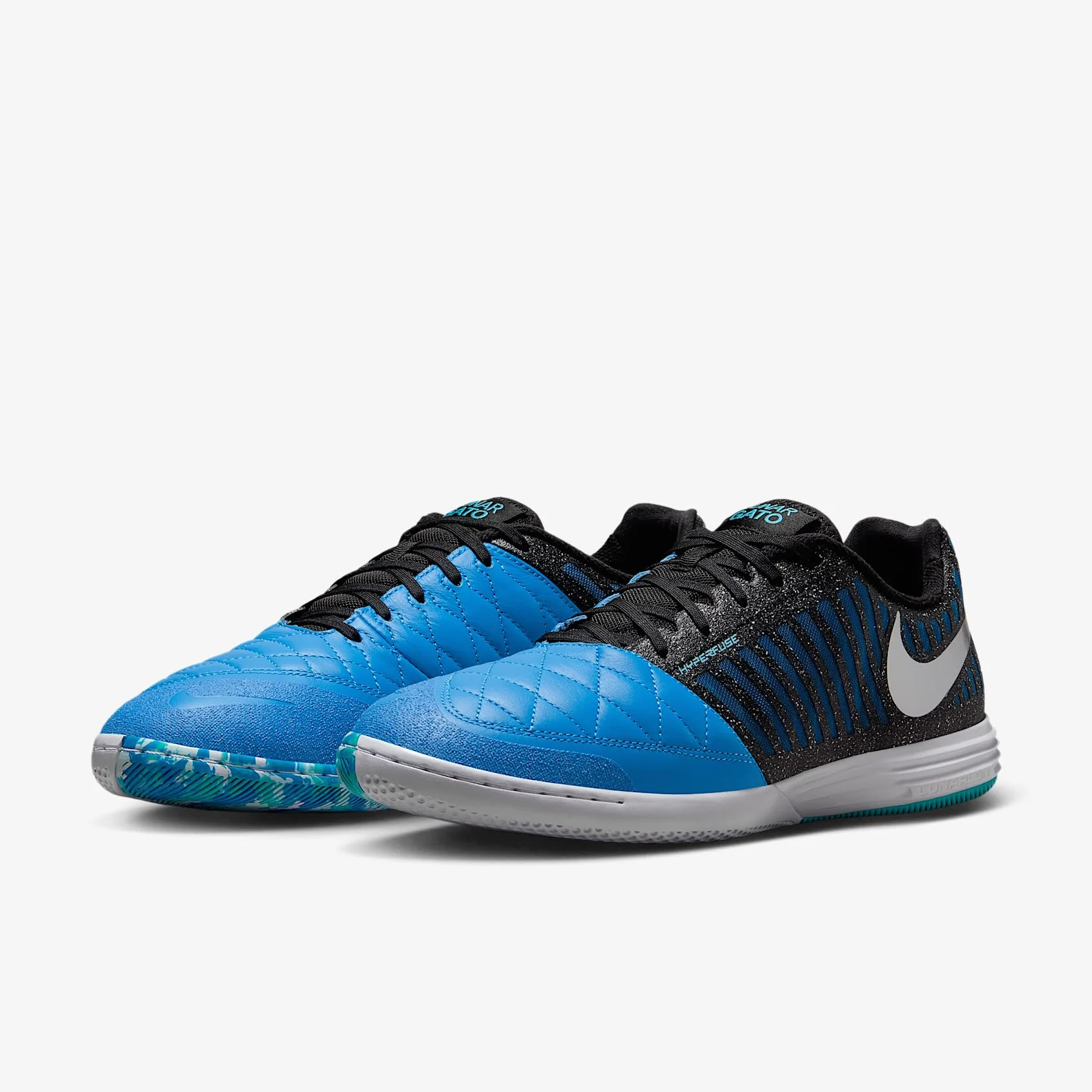 Nike Lunargato II Scarpe da Calcio Basse Interni Argento Metallizzato Blu Nettuno Nero