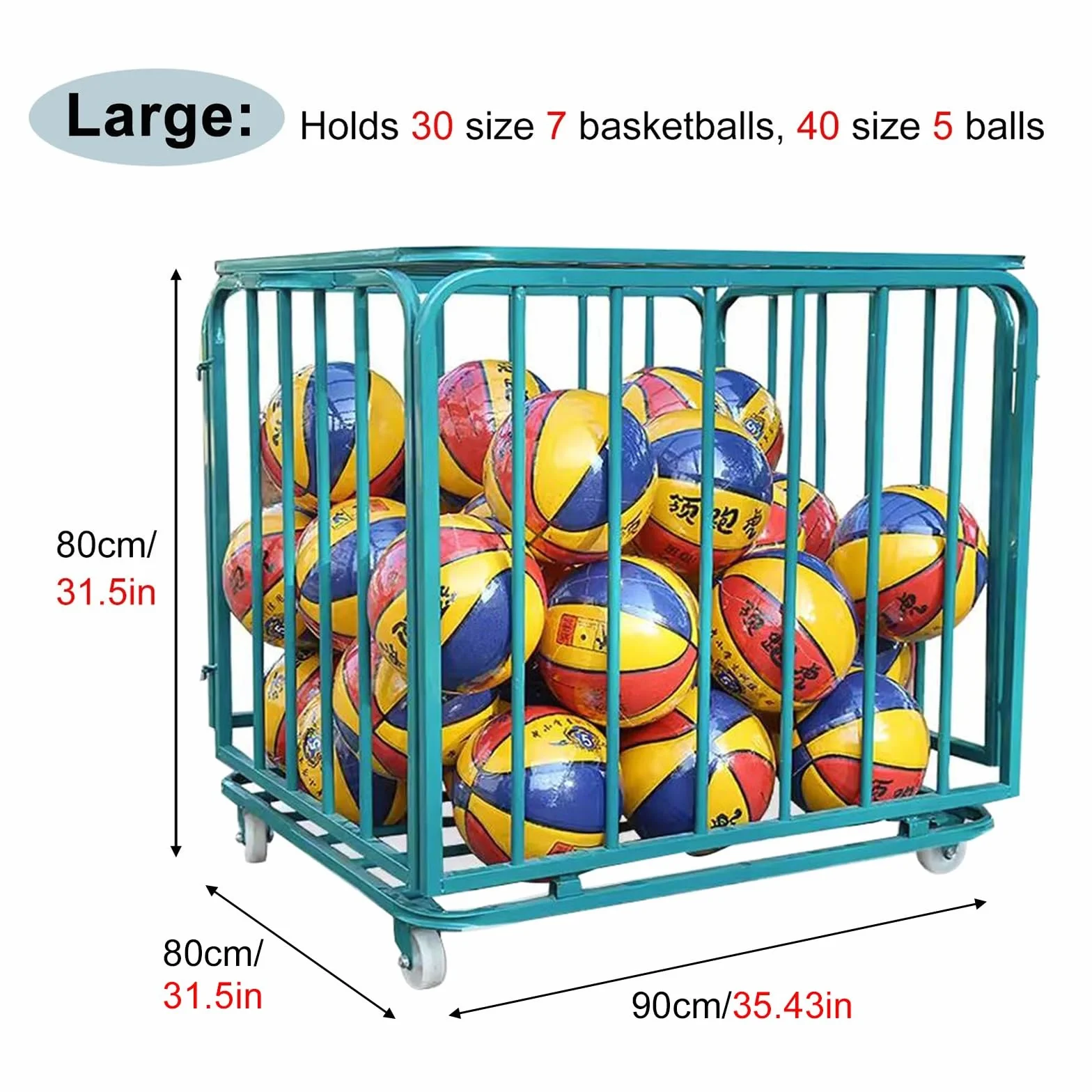 Carrello Porta Palline da Basket Pieghevole per Sport Palestra Scuola Garage