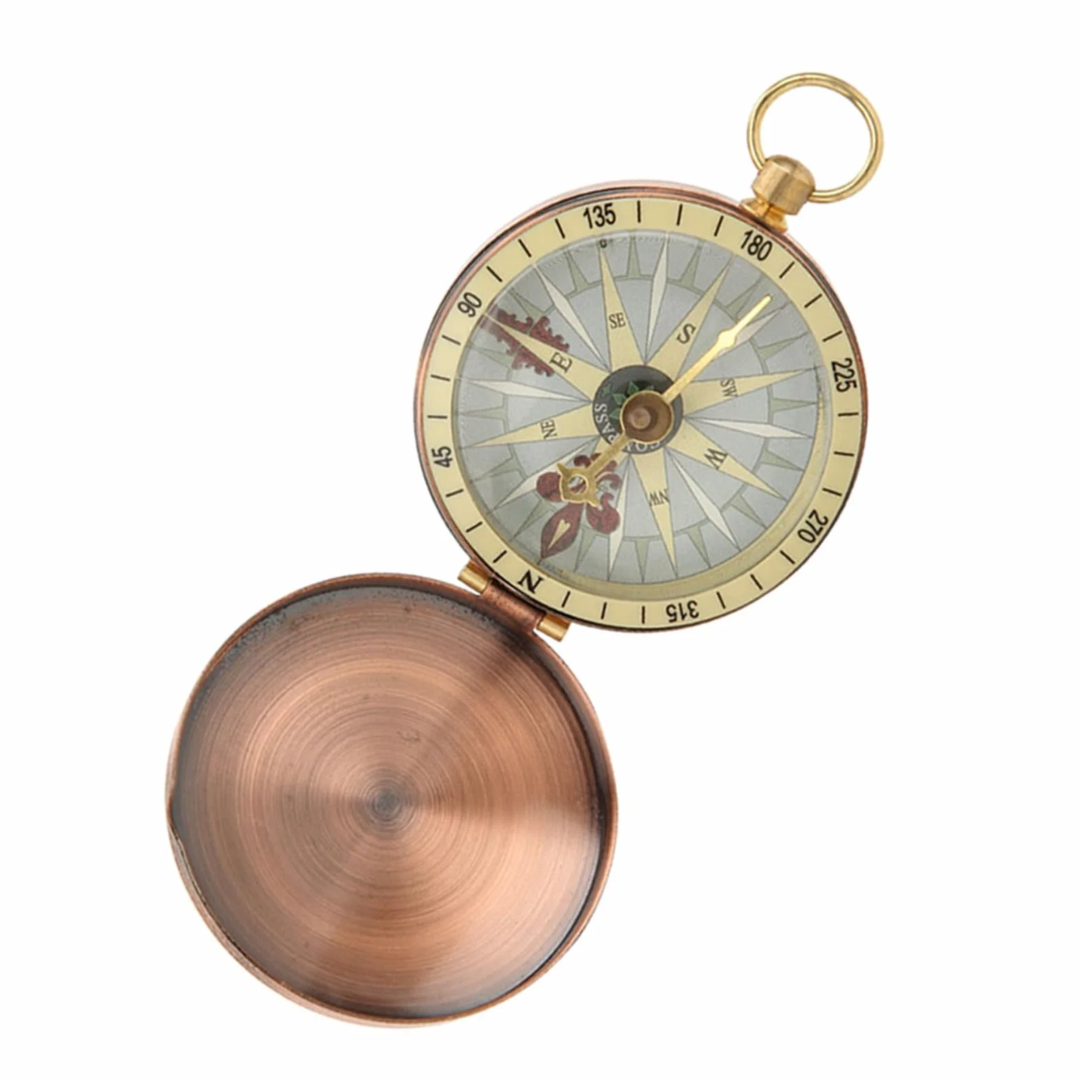 Alomejor Bussola Vintage Retro Rame Flip Pocket Compass Survival Gear per Escursioni