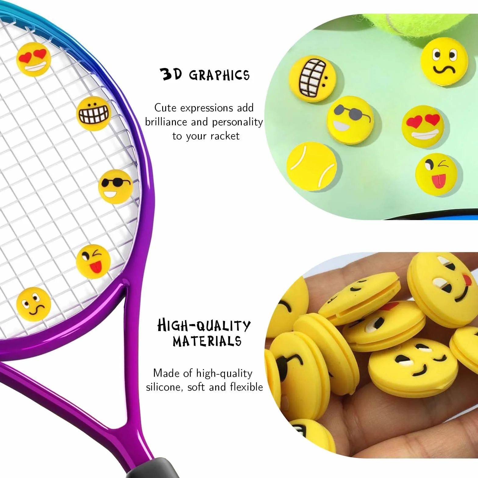 Antivibrazione Tennis Ammortizzatori per Racchette, Ferma Corde, Accessori Dispositivo 16 Pezzi