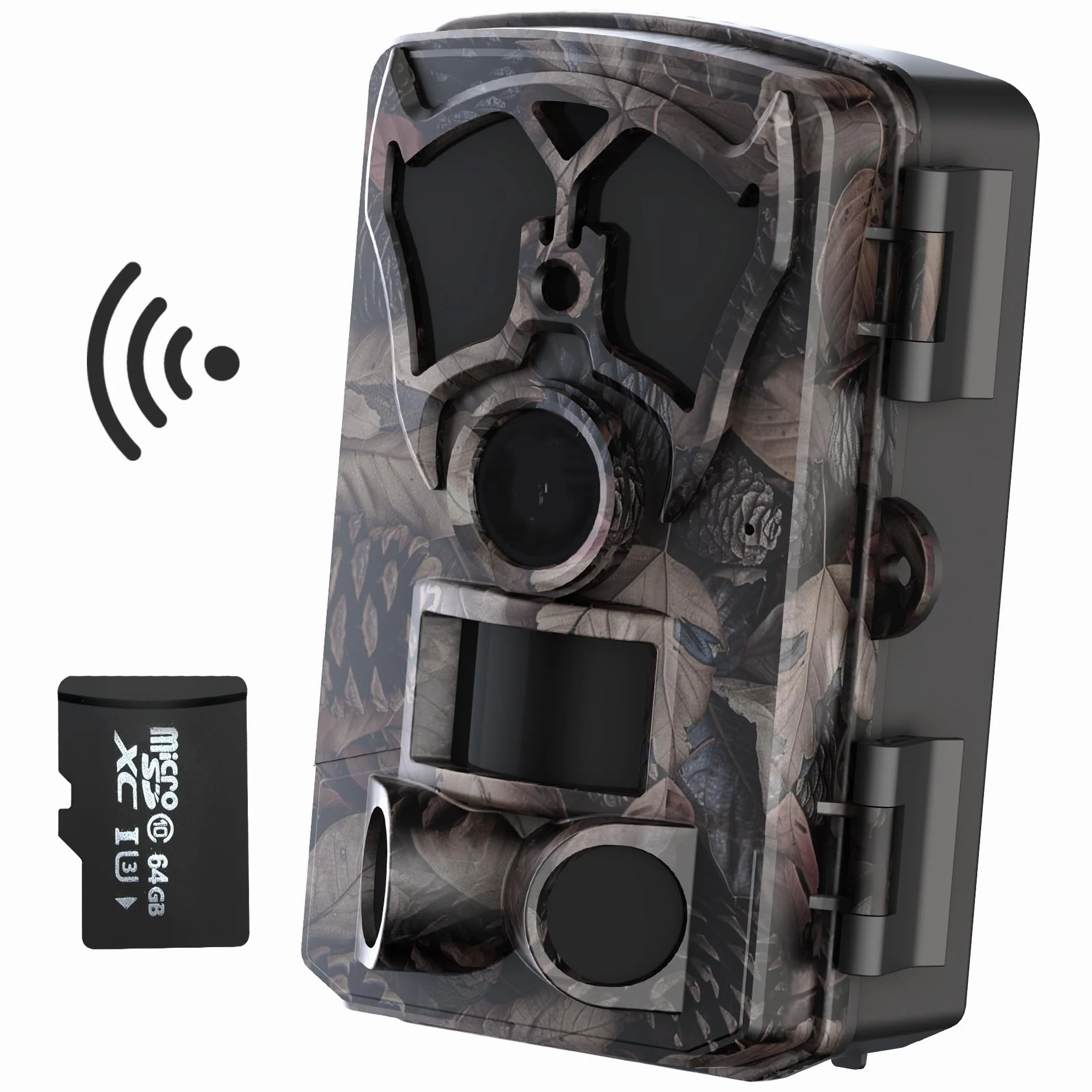 Origem Fototrappola Notturna WiFi 64MP 4K con 64GB SD e App, Fotocamera Caccia 0.1s IR Invisibile 940nm 120° Ultra Grandangolo, Visione Notturna 25m IP66