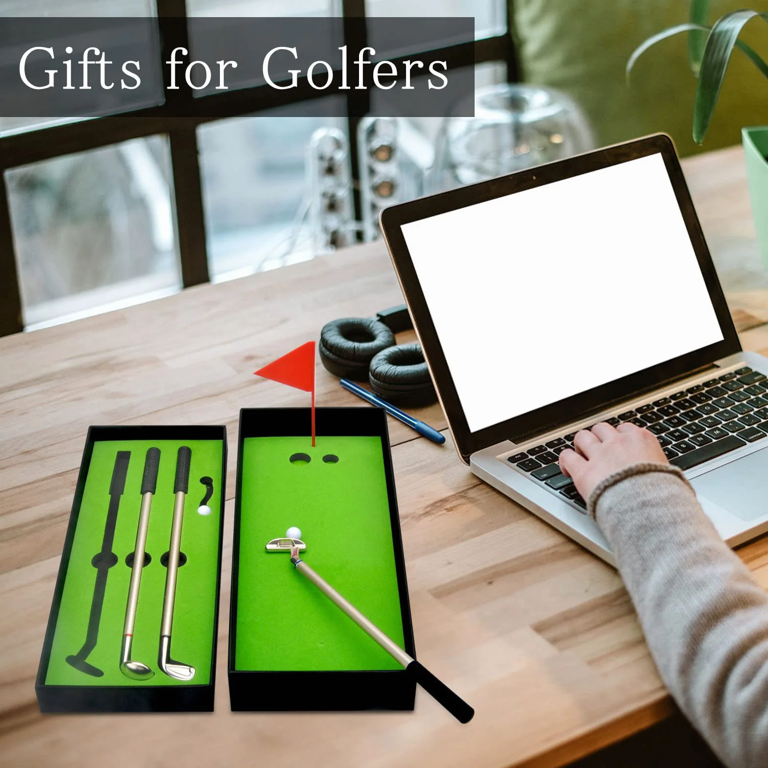 DAWRIS Set di Penne da Golf, Regalo da Golf da Tavolo 3 Bastoncini con Mini Penna a Sfera