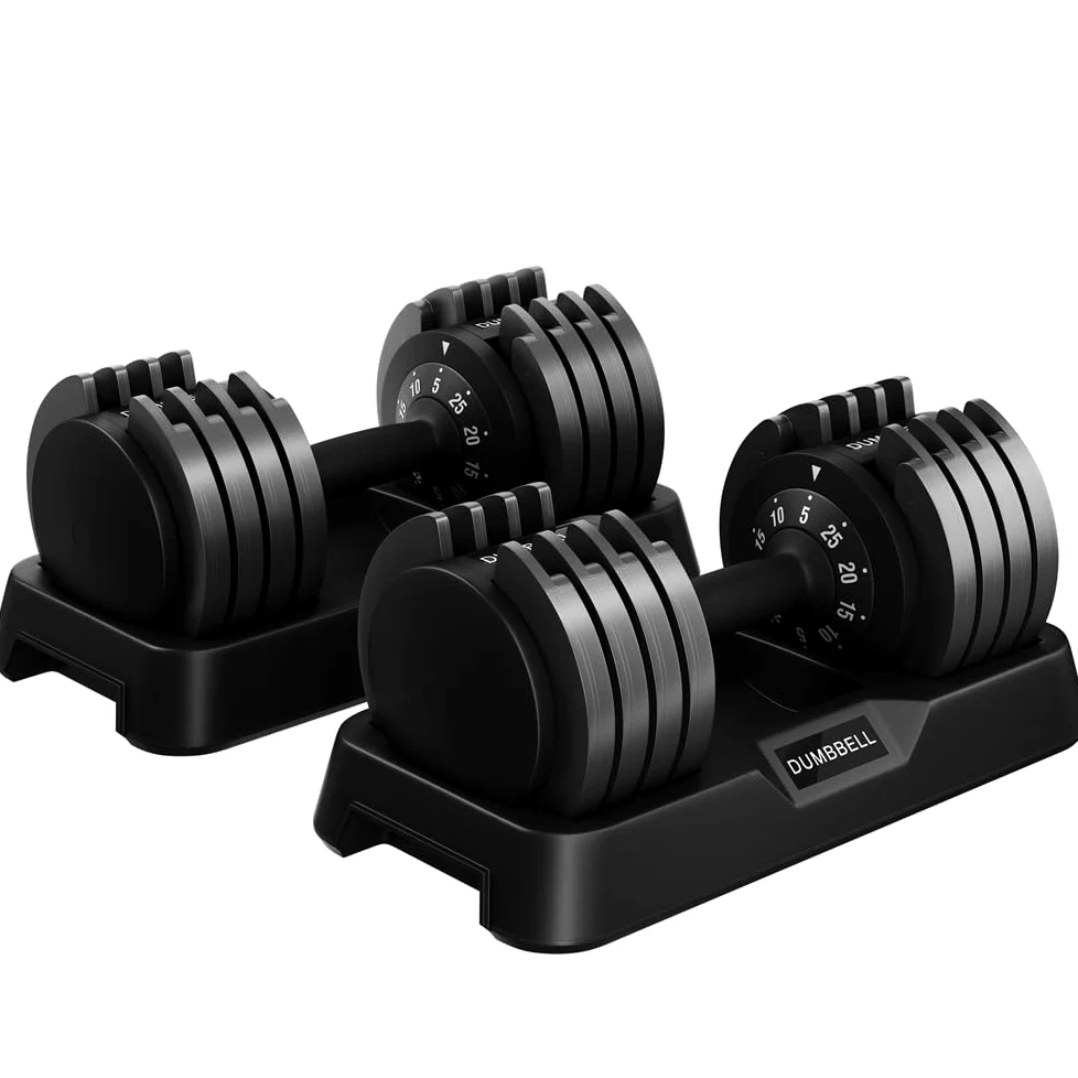 Yaheetech Manubri Regolabili 5 Pesi in 1 con Doppio Blocco di Sicurezza, Design Ergonomico e Salvaspazio, Ideali per Allenamento Casa Palestra e Fitness Nero