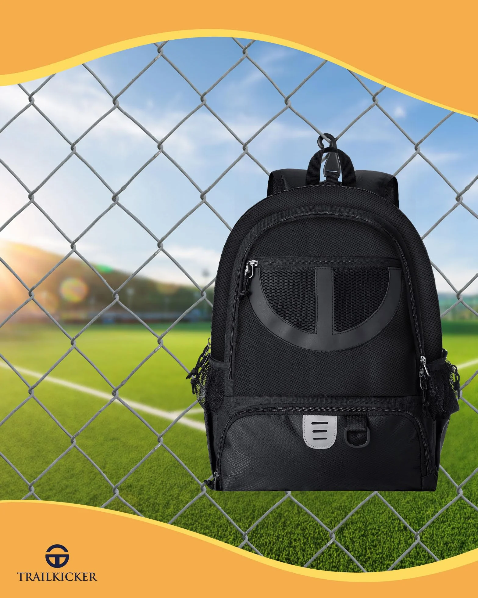 Borsa da basket in rete nera TRAILKICKER con scomparto per scarpe e pallacanestro